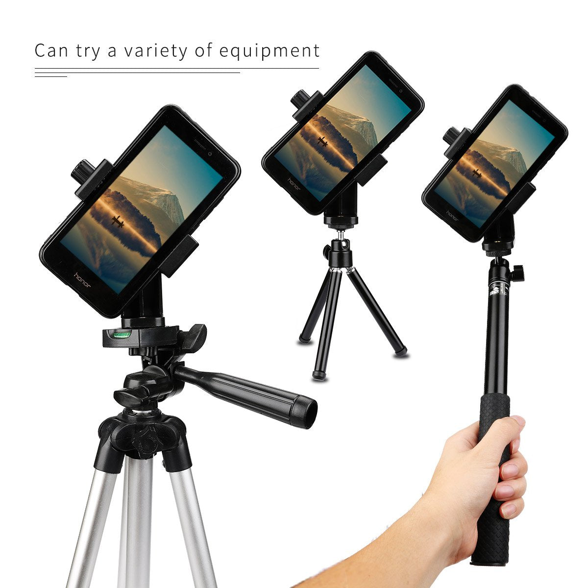 Afaith Cell Phone Tripod Mount With Remote, Phone Holder Adapter Selfie Monopod With Adjustable Clamp For Iphone 16 15 14 13 12