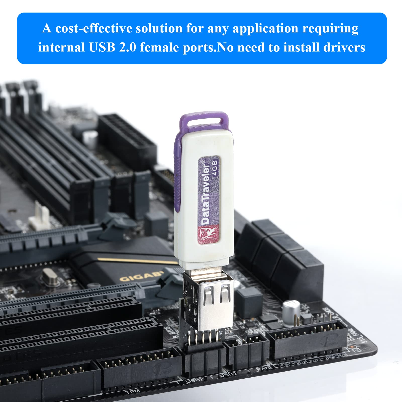 Mzhou 9Pin Usb 2.0 Female Pin Dual 2 Port Usb Motherboard Header Adapter Dual Layer Type For Pc (Dual)