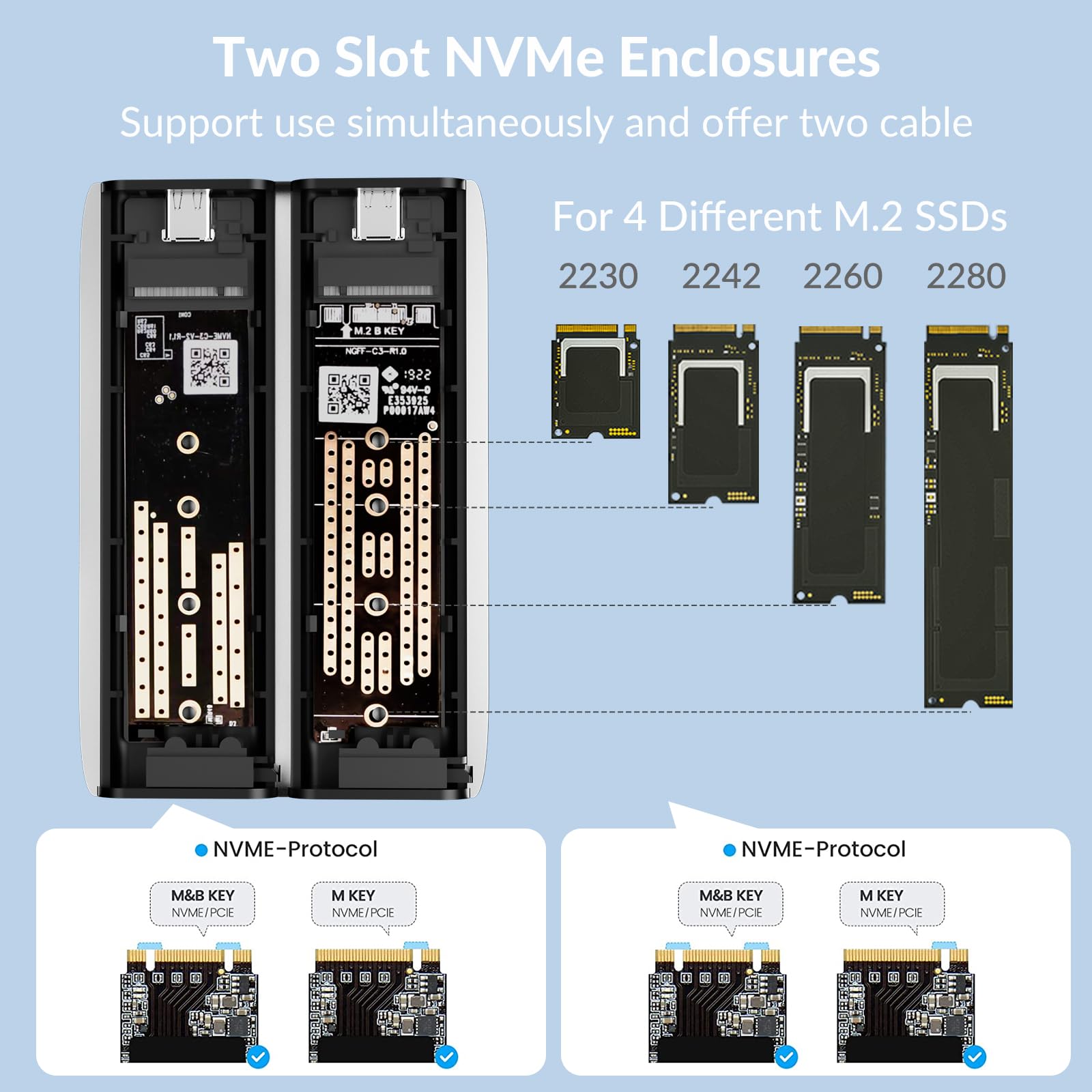 Gigimundo Two Bay M.2 Ssd Enclosure Heavy Duty   1Xnvme 10Gbps (M/M&B Key) & 1Xngff Sata 6Gbps (B/M&B Key) With Uasp Support, Sl