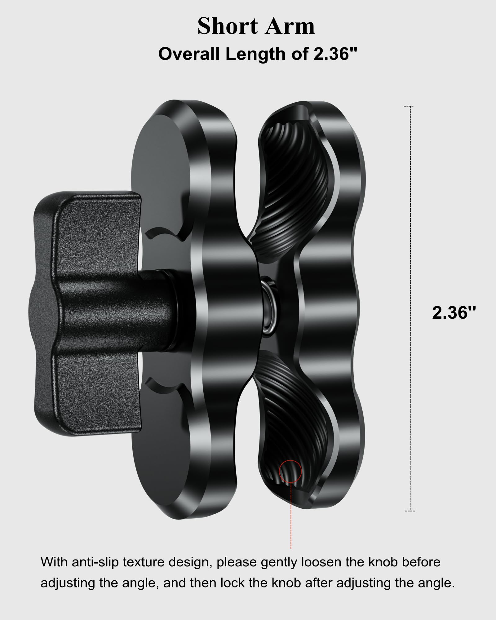 Brcovan Aluminum Alloy Double Socket Arm Short Arm Compatible With Ram Mounts B Size 1' Ball Components, Fit For Bike Motorcycle Phone Mount Holder With 1 Inch Ball Adapter