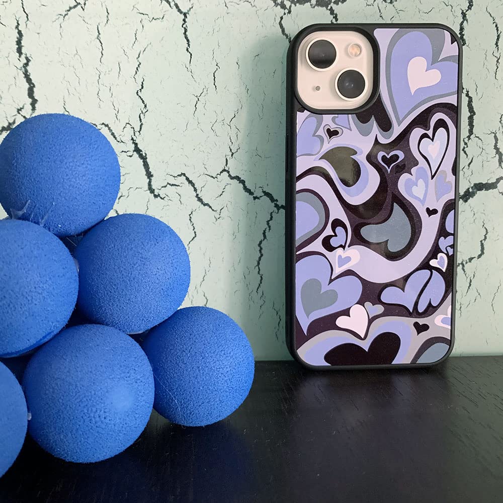 MOKENS Phone Case Slim Soft Protective Plastic Purple Love Heart for iPhone 12/12 Pro
