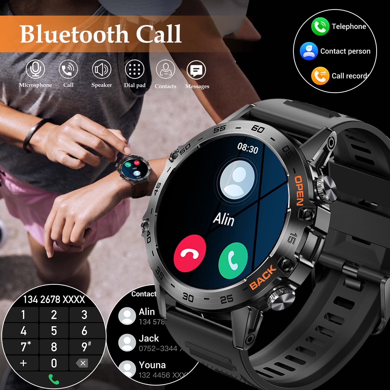 Sedsey 1.39 ' ' Ips Tactical Smart Watch For Men, Fitness Tracker(Answer/Make Call) Military Smartwatch For Android Iphone,Ip68