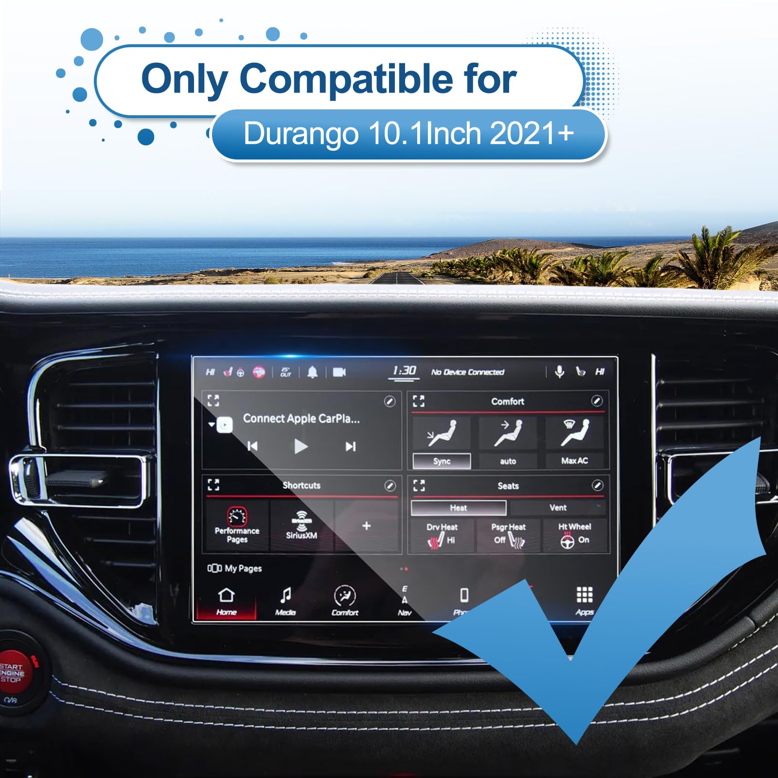 Coleya 2021 2022 2023 2024 Durango Screen Protector For Dodge Durango (R/T/Citadel/Srt 392/Srt Hellcat/Gt Plus/Gt Premium) 10.1