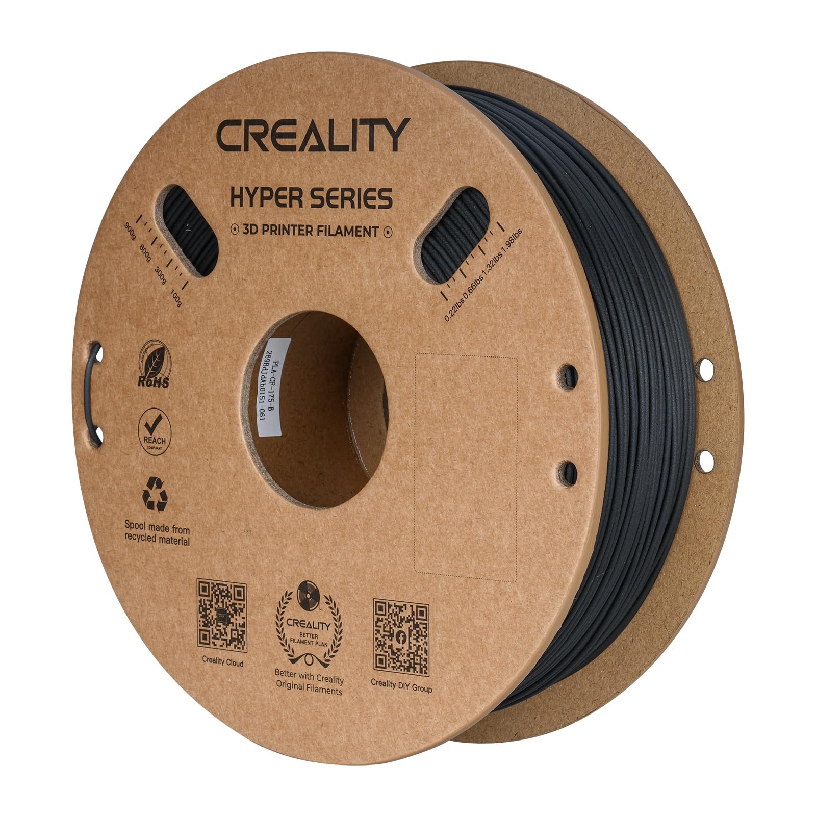 Creality Hyper PLA-CF Carbon Fiber PLA Filament 1.75mm, High-Speed 3D Printer Filament, 50-300mm/s, 1kg(2.2lbs)/Spool, Dimension