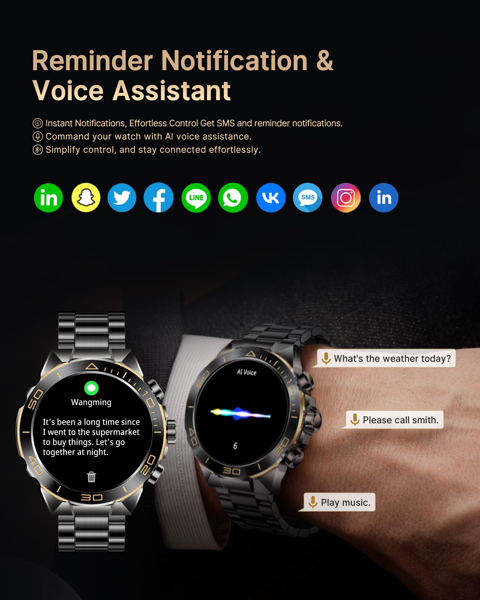 Smart Watch For Men Answer/Make Call For Android Iphone, 1.43 '' Amoled Hd Screen Mens Luxury Watch, 400Mah Heavy Duty Smartwatc