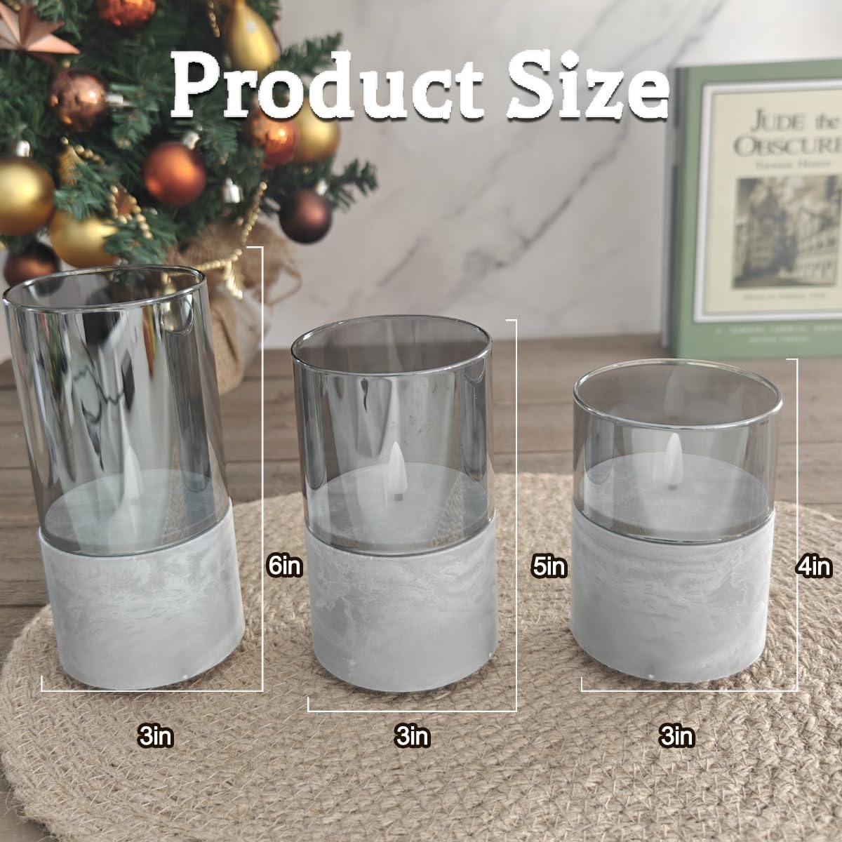 Ledholyt Rechargeable Flameless Candle, Flashing Led Pillar Real Wax Candle With Remote Control And Timer, Simulated Wick, Gray