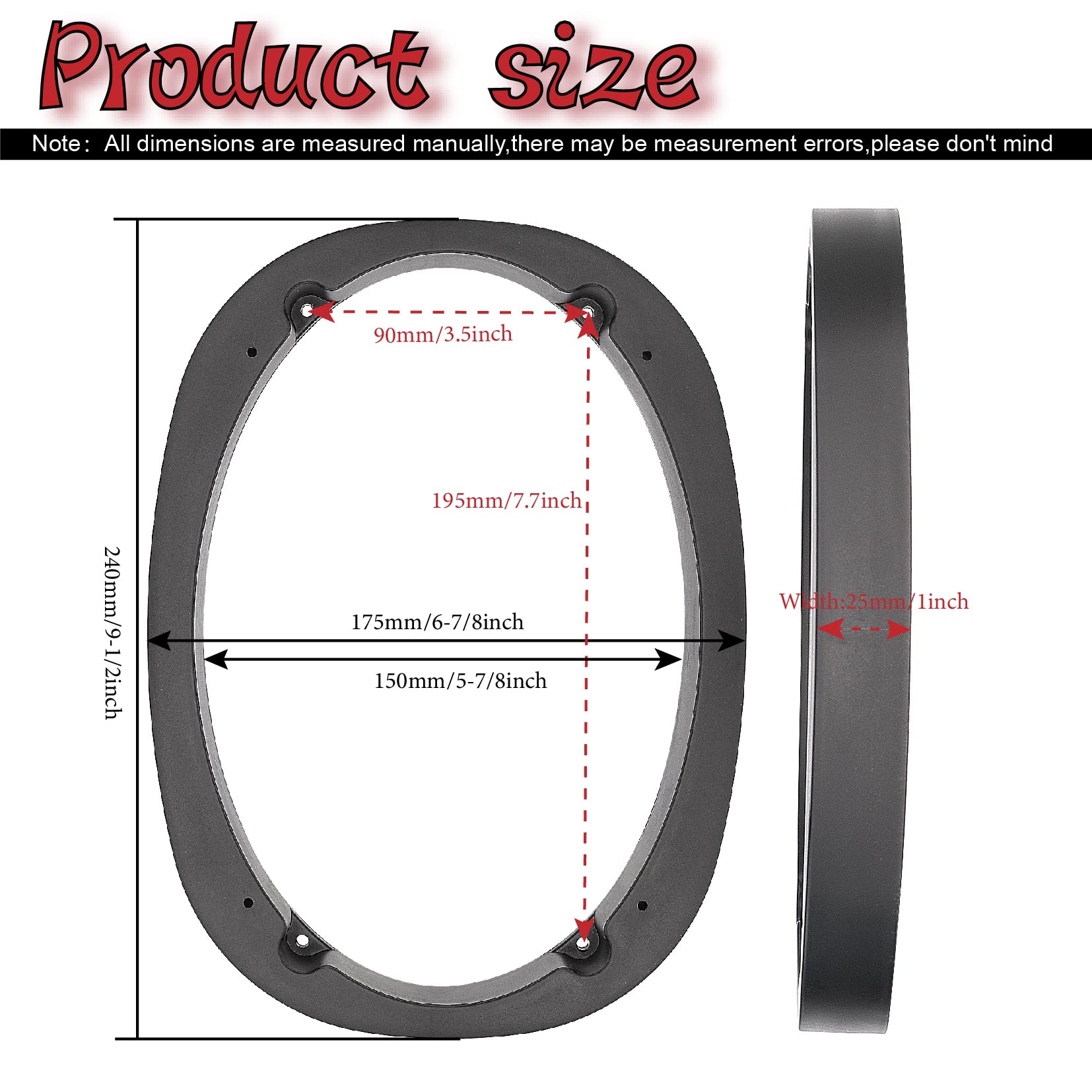 Tuolauthon 4Pcs 6'' X 9'' Universal Plastic Vehicle Car Speaker Spacer Adapter Mount Car Speaker Spacer Mounting Bracket Adapter