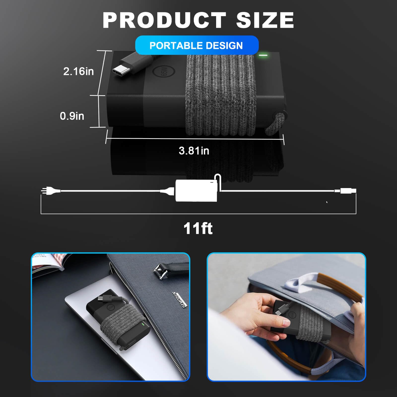 Choccosuri 65W USB C Laptop Charger for HP Spectre X360, Envy X360, EliteBook, Chromebook, Replacement Type C Power Adapter