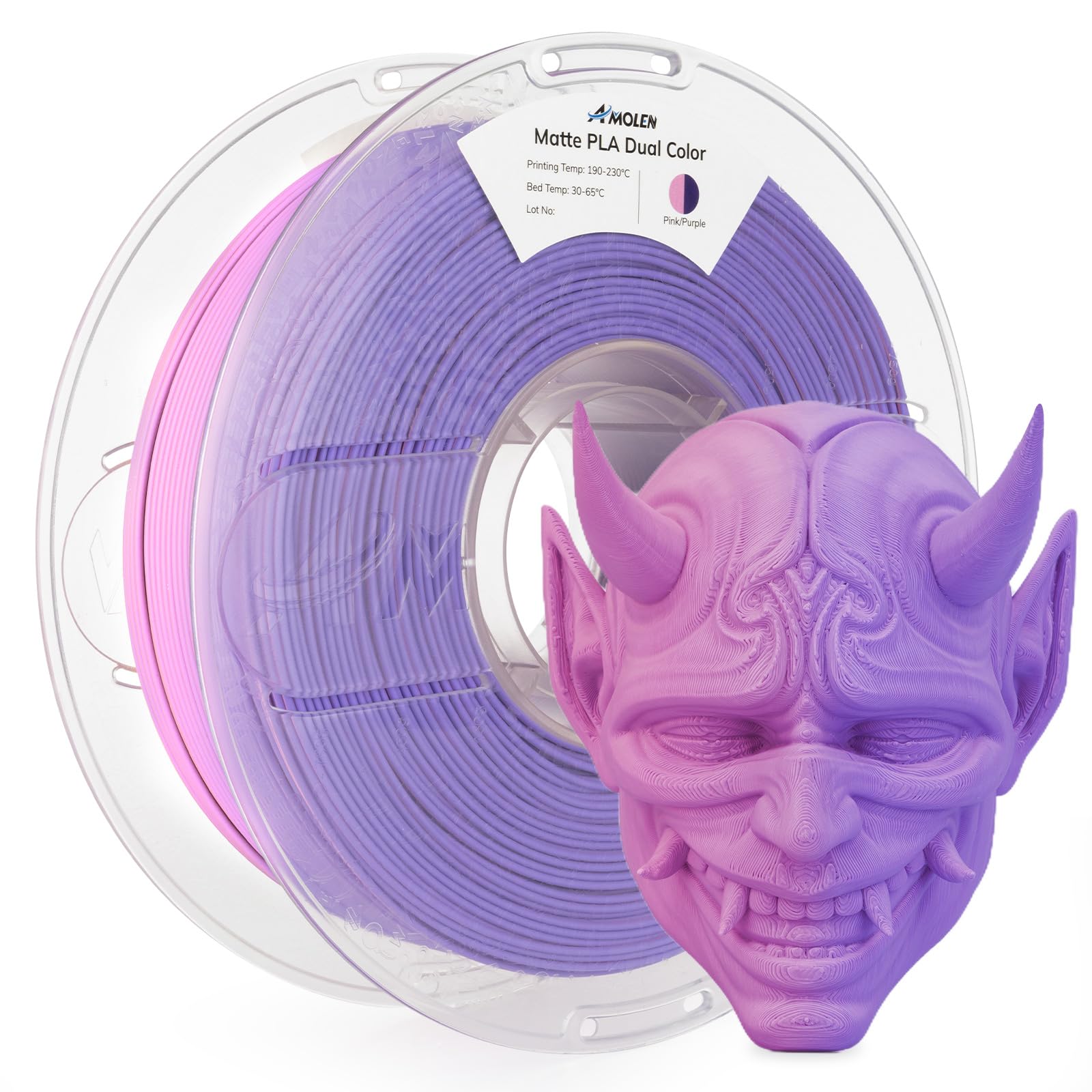 AMOLEN Matte PLA 3D Printer Filament - Dual Color Pink Purple Filament, Smooth Finish Color Change 3D Printing Filament 1.75mm, 