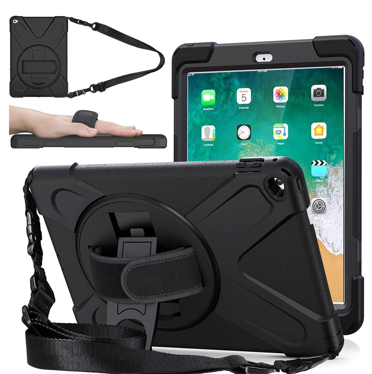 Dreamerx Ipad Air 2 Case 9.7 Inch 2014, Ipad Air 2 Generation Heavy Duty Shockproof Silicone Protective Cover W/ 360 Degree Rota