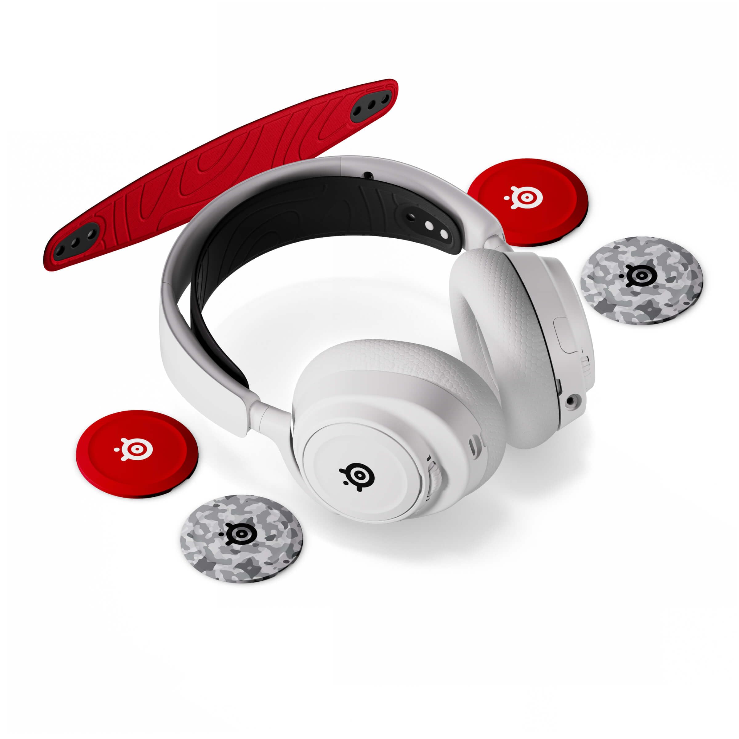 SteelSeries Arctis Nova 7P White Wireless Gaming Headset + Multi-Booster Pack Add-Ons - Mobile App Control - 38 HR Battery - Neo