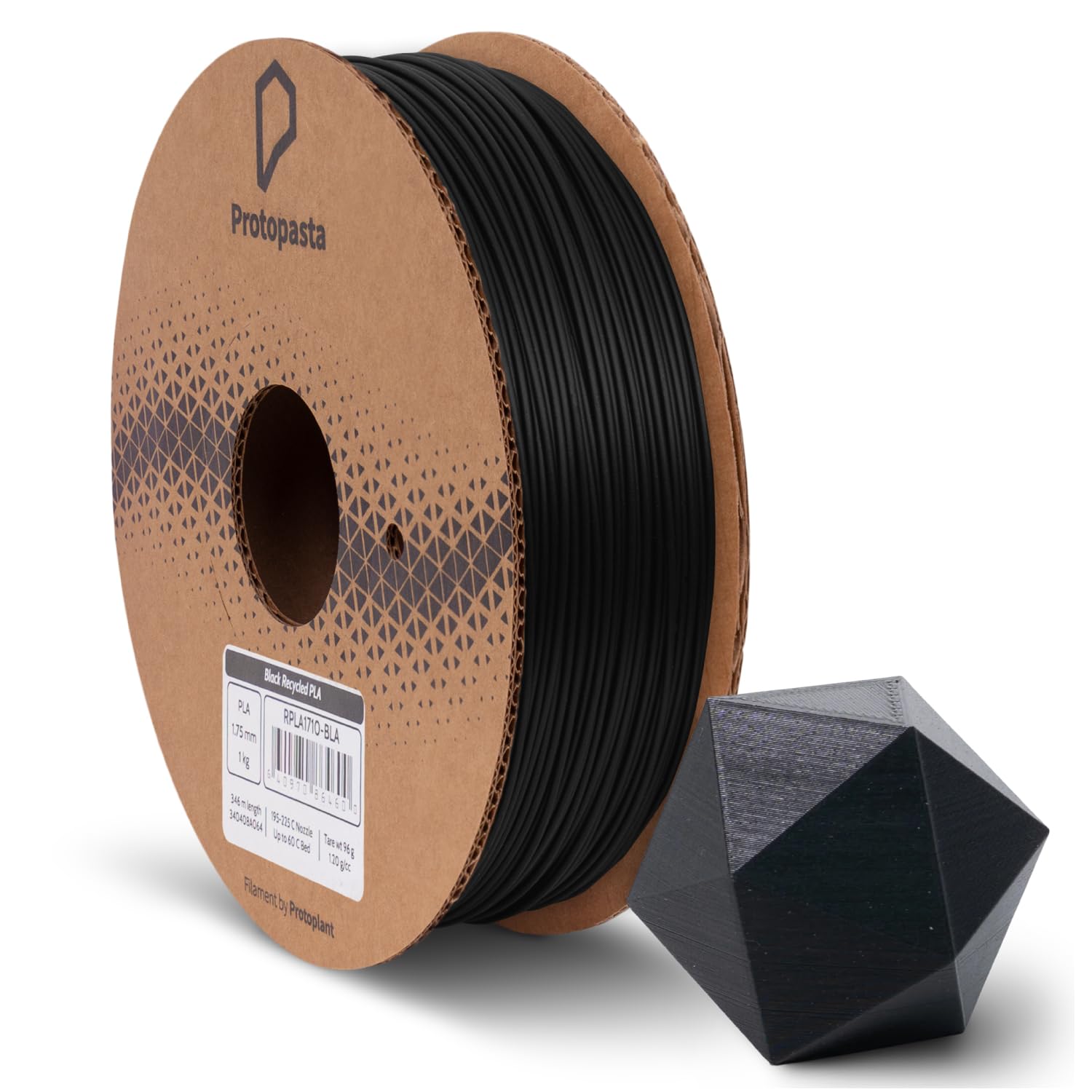 Protopasta 3D Printer Filament | Pla Filament 1.75Mm | Black Recycled Pla | 1Kg Spool
