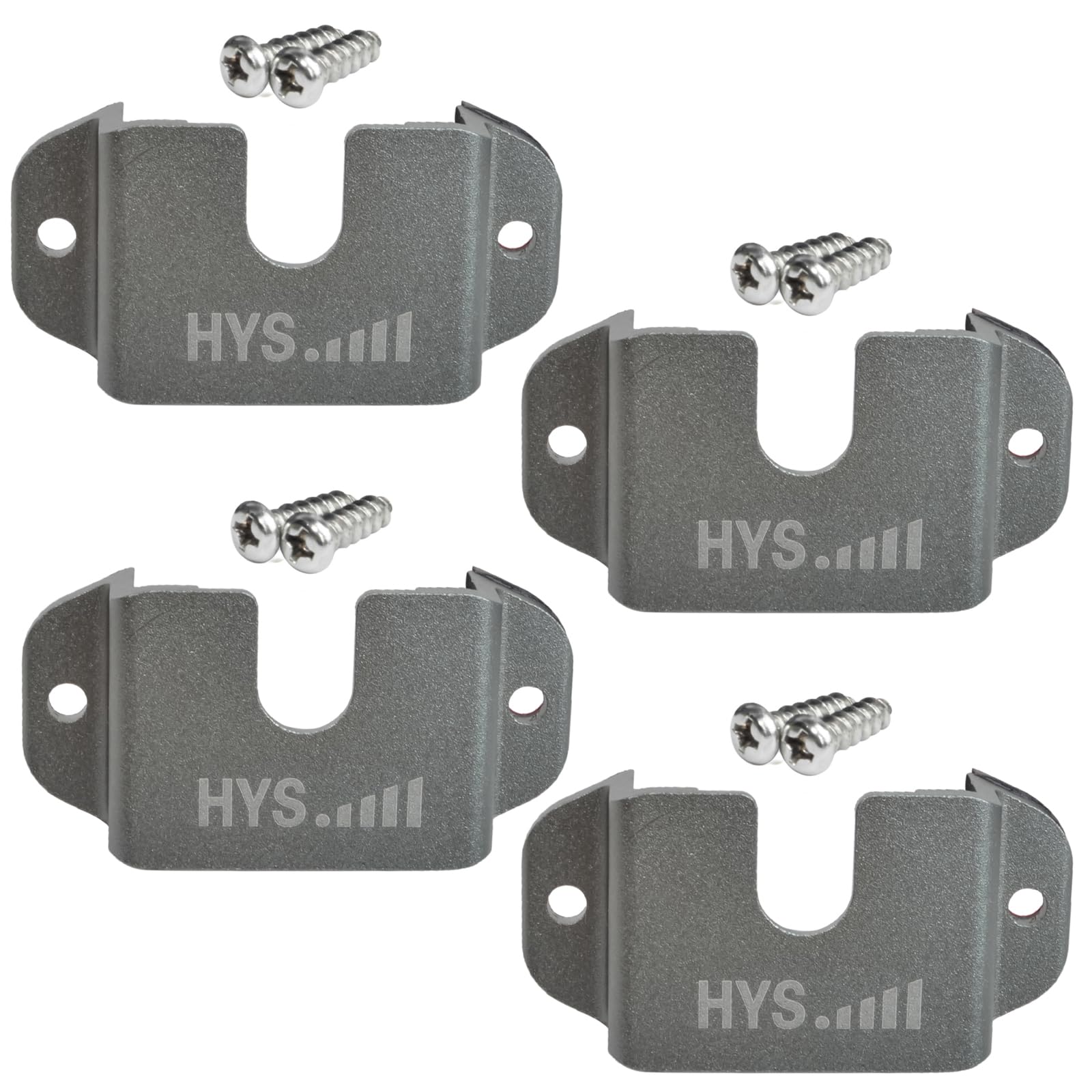 Hys Aluminium Alloy Car Mount For Handheld Radio With Belt Clip Hanger, Remote Speaker Mic/Ham Cb Radio W/Round Knob For Walkie Talkie/Scanner/Vhf Marine Radio/Shoulder Speaker Mic (Gray 4Pcs)