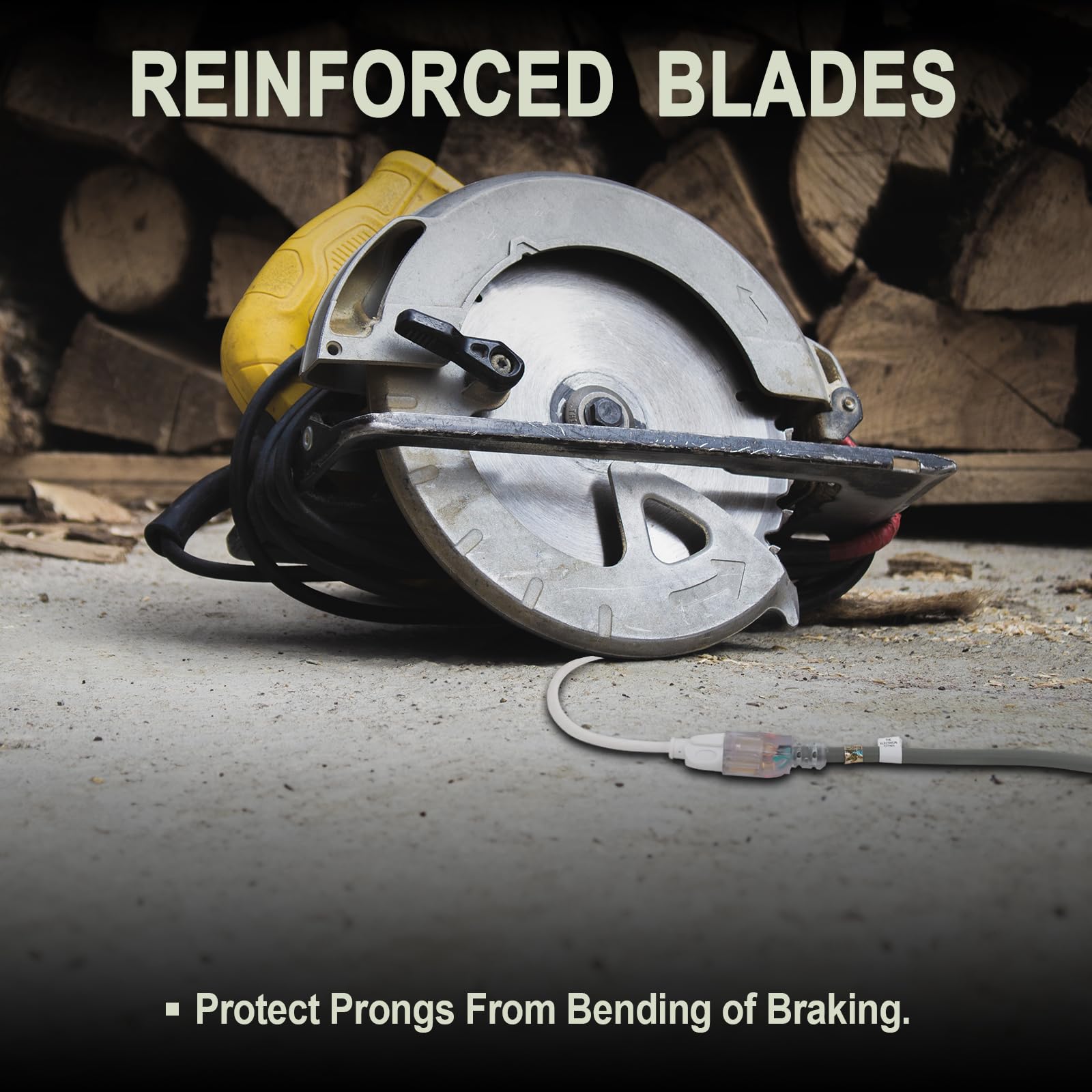 Ep 25 Ft Lighted Outdoor Extension Cord   12/3 Sjtw Heavy Duty Grey Extension Cable With 3 Prong Grounded Plug   Power Cord For