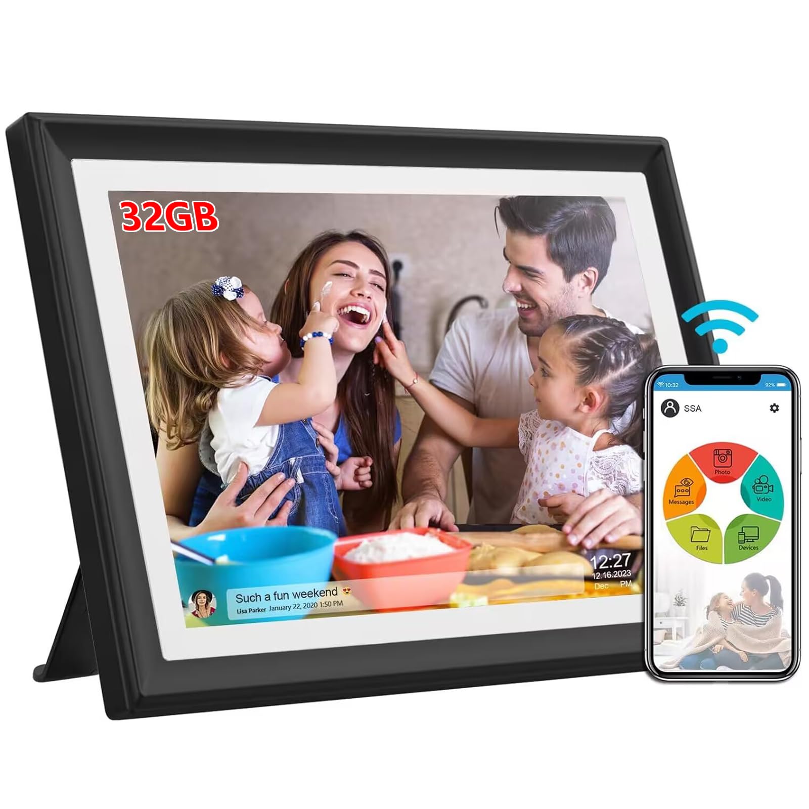 Ssa Wifi Frame 32Gb Digital Picture Frame Wifi 10.1 Inch Digital Photo Frame With Ips Touch Screen, Auto Rotate,Send 50 Photo Un