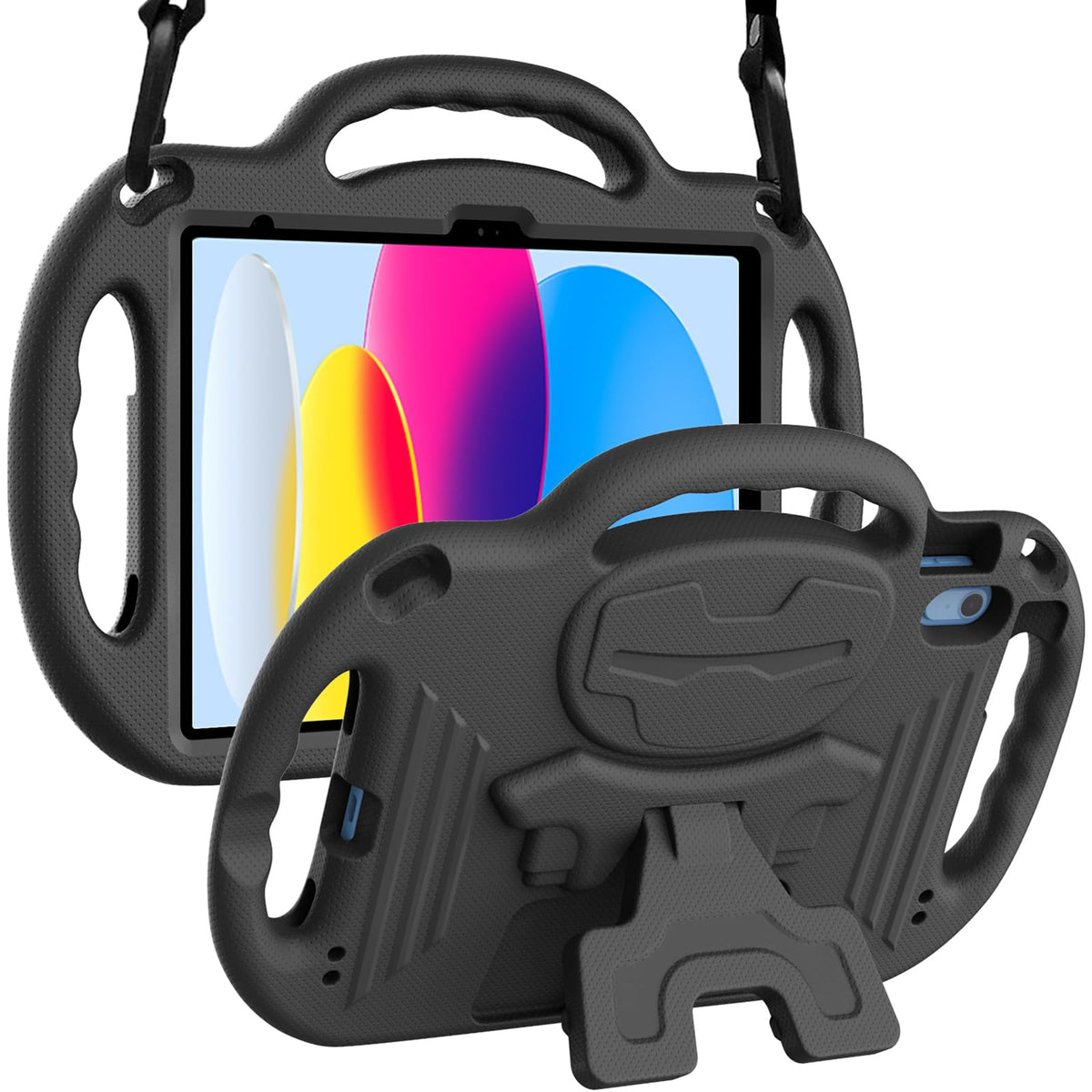 Ltrop Kids Case For New Ipad 10Th Generation 10.9 Inch 2022, With Shoulder Strap, Durable Handle Stand Child Proof Bumper Case, 