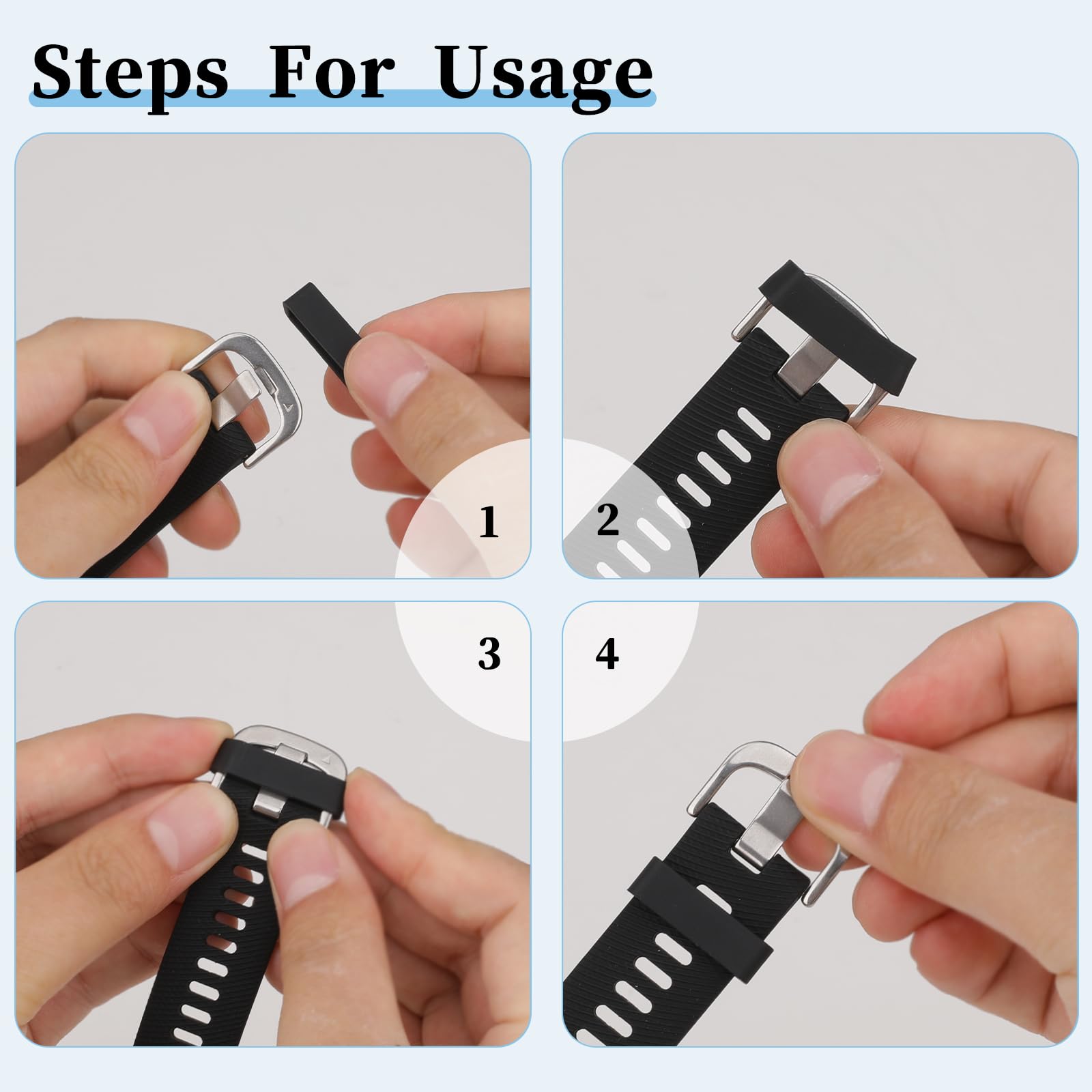 Smart Watch Band Fixing Rings, 8 Pack 20Mm Watch Strap Silicone Security Connector Rubber Watch Band Secure Holder Loops Keeper