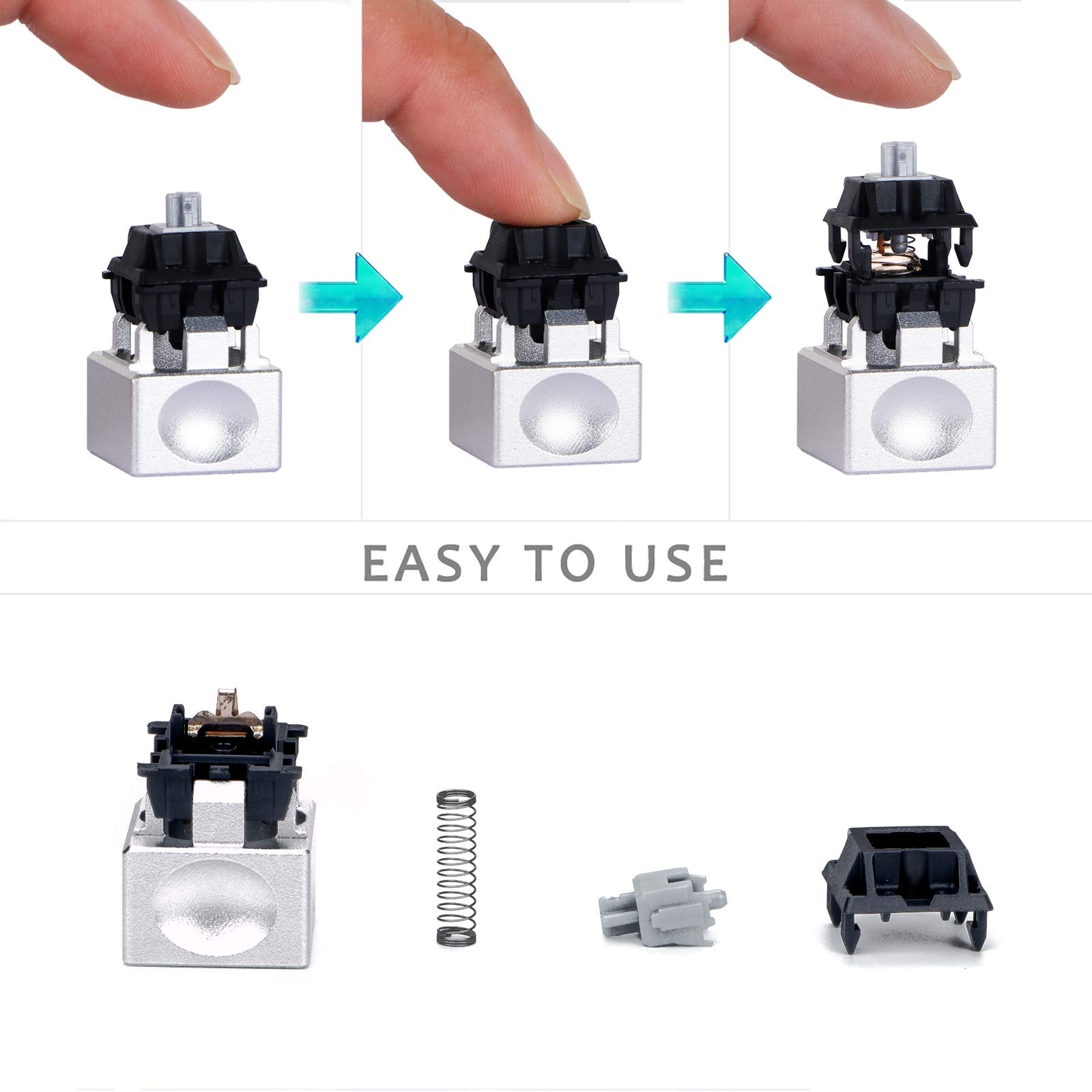 Aluminum Alloy Switch Opener With Keycap Puller For Cherry Mx Switches   Silver