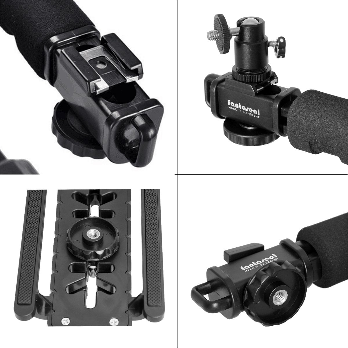 Fantaseal 4In1 Dslr/Mirrorless/Action Camera +Camcorder +Smartphone Stabilizer Holder We-Media Youtube Vlog Low Position Video R