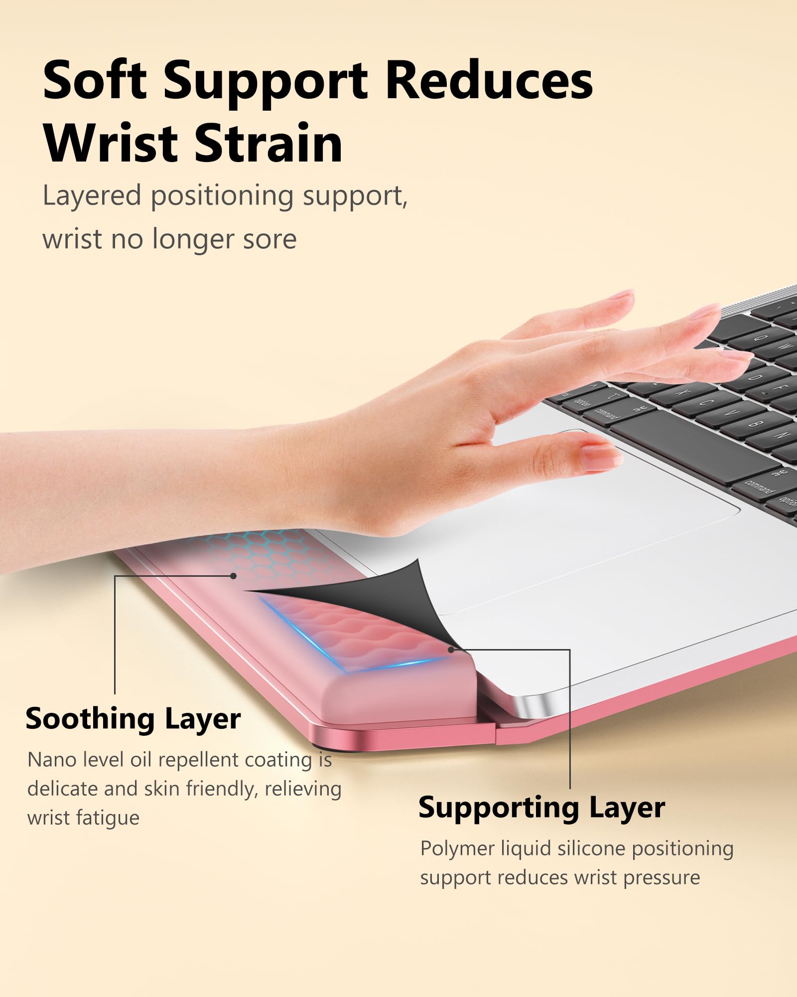 Pink Laptop Stand For Desk,Laptop Stand With Wrist Support,Computer Stand For Laptop,Ventilated Ergonomic Laptop Stand With Wris