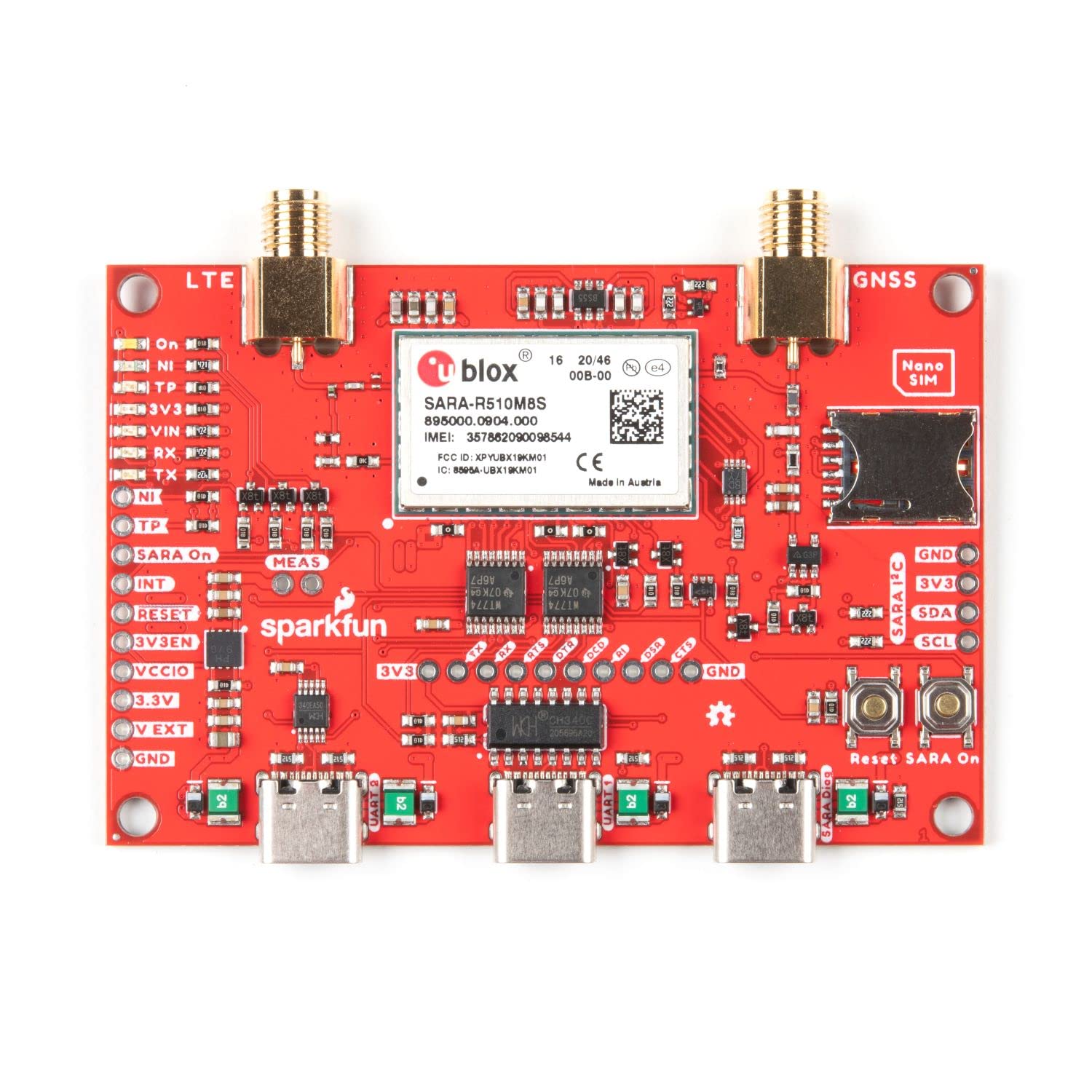 Sparkfun Lte Gnss Breakout   Sara R5   Includes 1X Breakout And 1X Hologram Euicc Sim Card Secure Cloud Lte M Data Communication