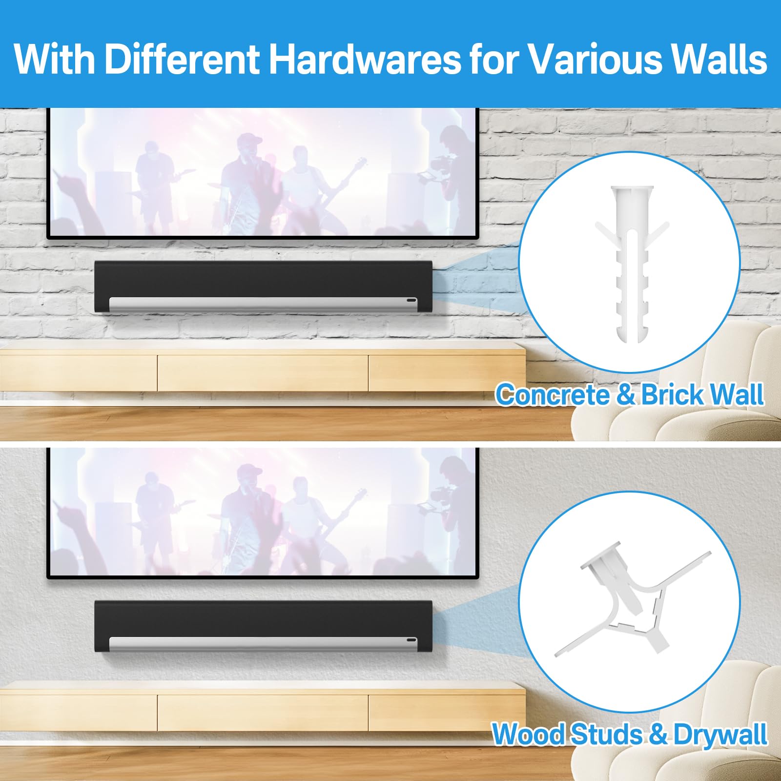 Notiela Upgrade Wall Mount For Sonos Playbar Mount Bracket Easy To Install Fit For Sonos Playbar Wall Mount Under Tv Mounting Br