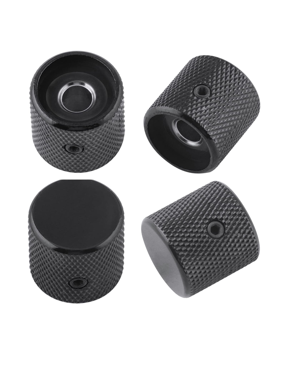 Control Ribbed Knobs Rubatone Metal Guitar Knobs Flat Top Control Knobs With Black Knurled ...