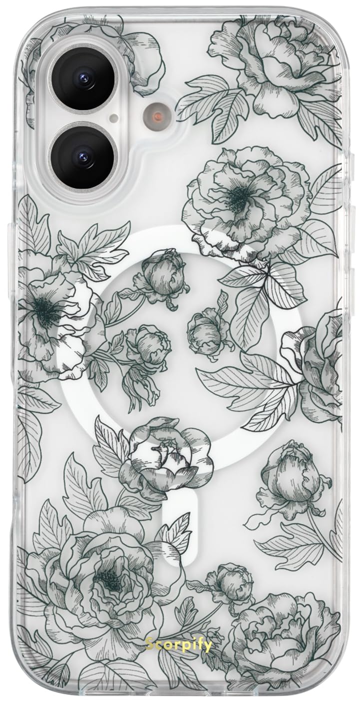 SCORPIFY for iPhone 17 Case [Compatible with MagSafe] with Matte Queen of Flower Floral Design, Cute Clear Magnetic Phone Cover 
