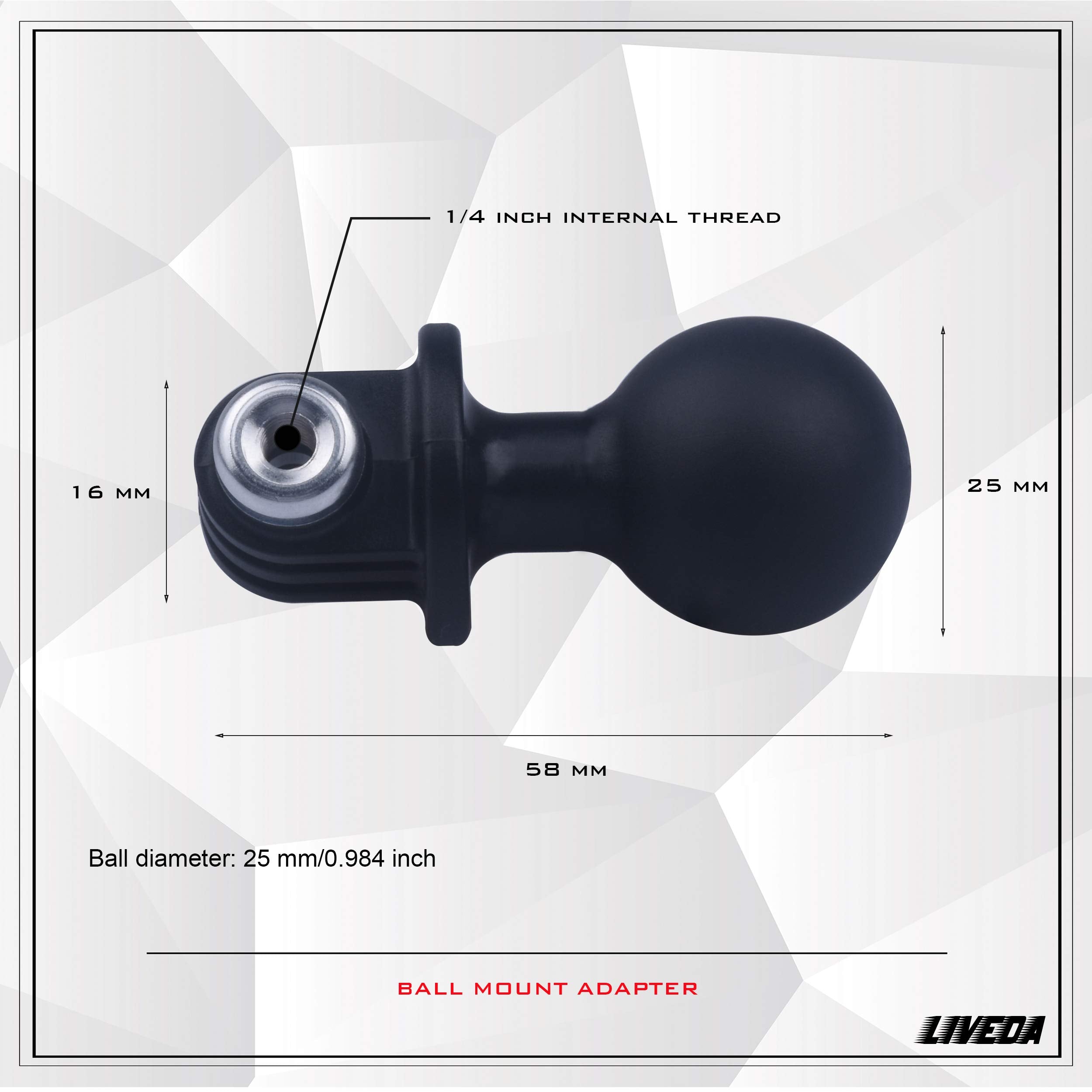 Ball Mount Adapter Compatible Gopro Hero Series/Akaso/Sjcam/Dji/Osmo/Action Camera, Compatible With Ram Ball Head Mounts, Rotating Ball Head Mount With Metal Screws