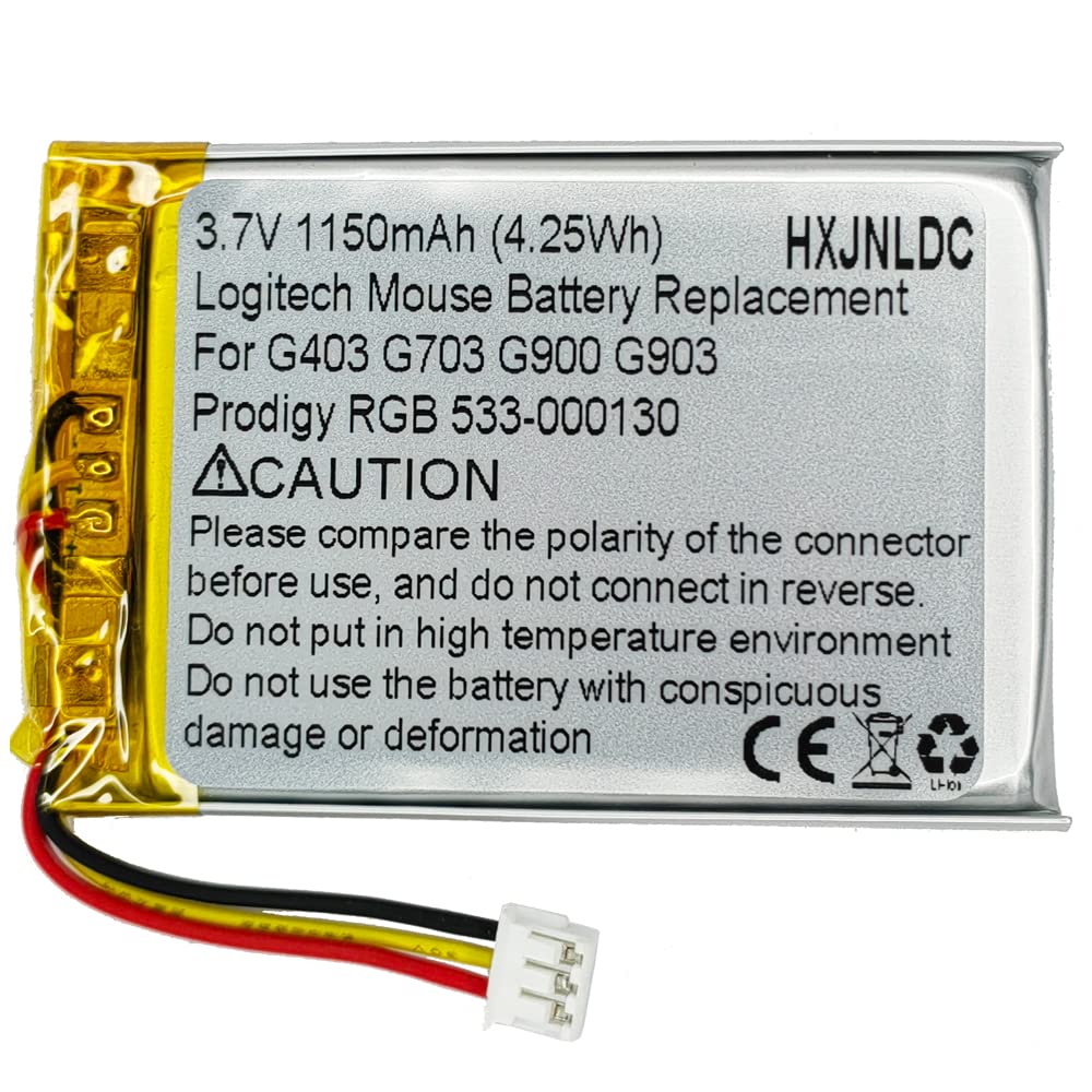 Hxjnldc Dc 3.7V 1150Mah Lithium Polymer Rechargeable Battery For Logitech Wireless Mouse G403 G703 G900 G903 Prodigy Rgb 533 000