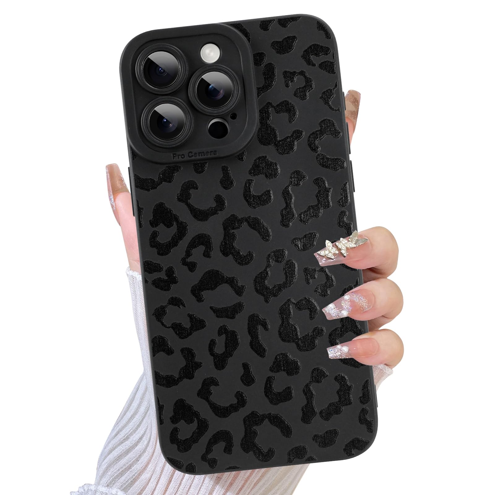 TEAUGHT Compatible with iPhone 15 Pro Max Case Cute Pattern White Leopard Print Cheetah Shockproof Silicone Phone Cover for Girl