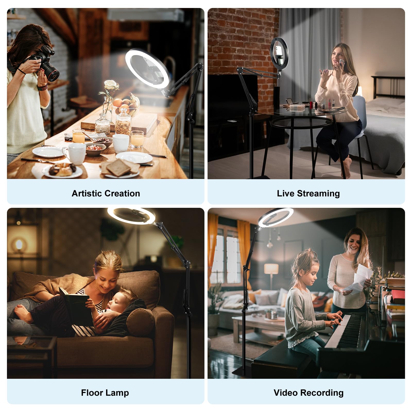 Latest Ring Light With Stand Tripod For Iphone, Overhead Phone Camera Mount With Ring Light And Phone Holder Stand For Recording