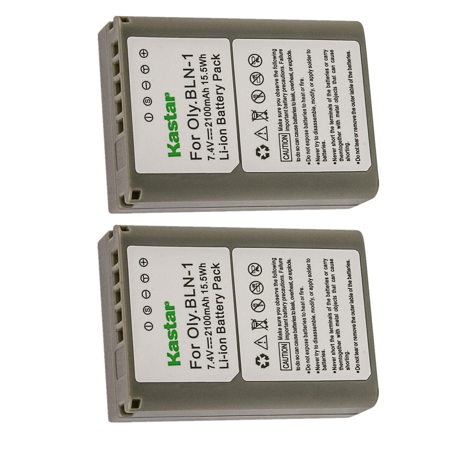 Kastar 2-Pack Rechargeable Battery Replacement for Olympus BLN-1 BLN1 Battery, BCN-1 BCN1 Charger, Olympus M-D E-M1, OM-D E-M5, 