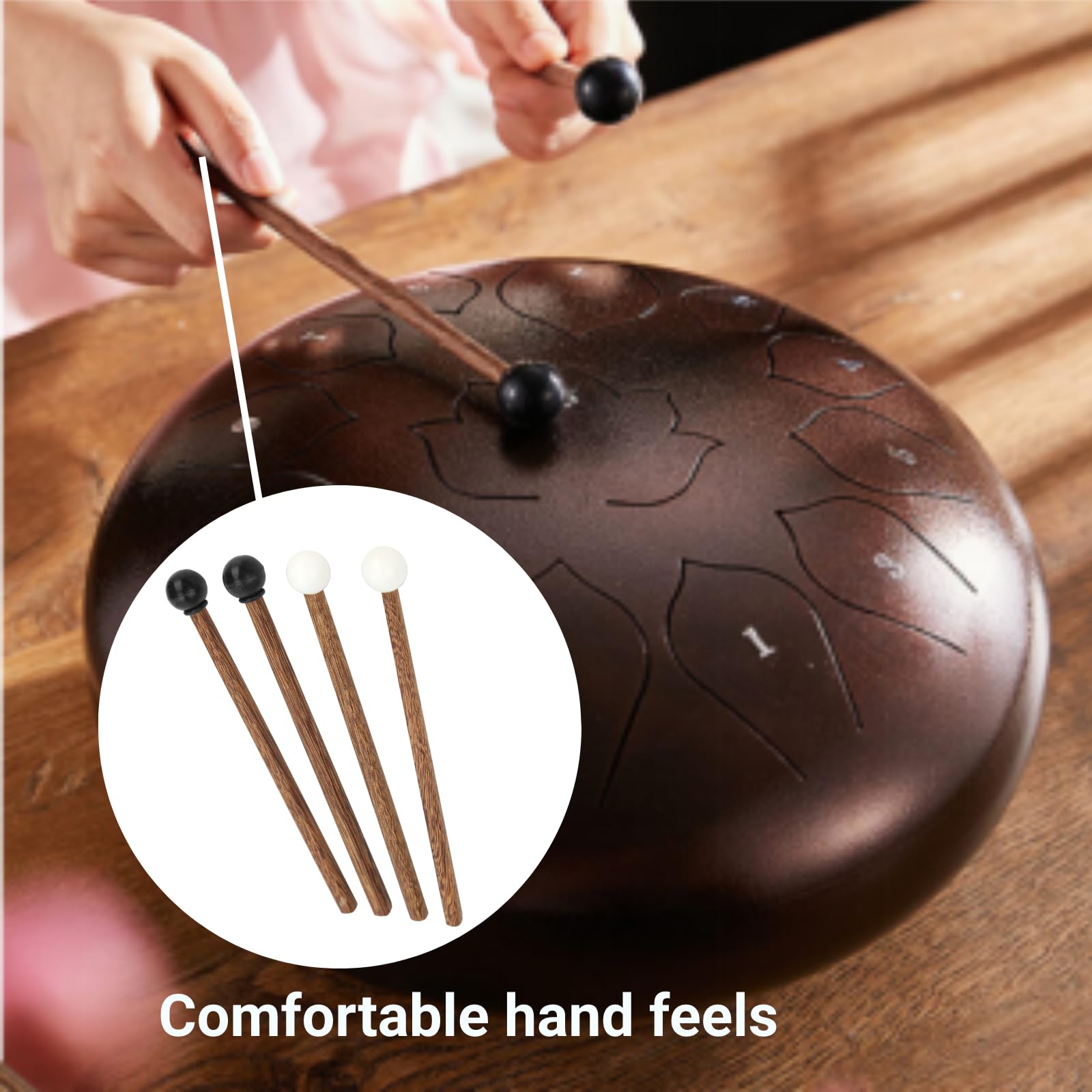 4Pcs Steel Tongue Drum Mallet, Childrens Rubber Drumsticks 6.5In Percussion Instrument Parts For Child Drummers And Practitione