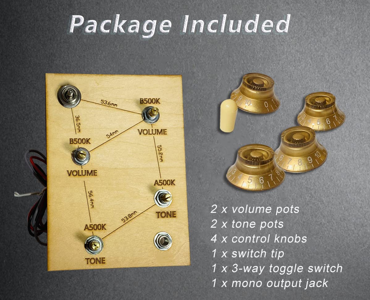 Lamsam Pre-Soldered Wiring Harness For Guitars With Humbucker Pickup, Standard Wiring Kit With Long Shaft Potentiometers Orange