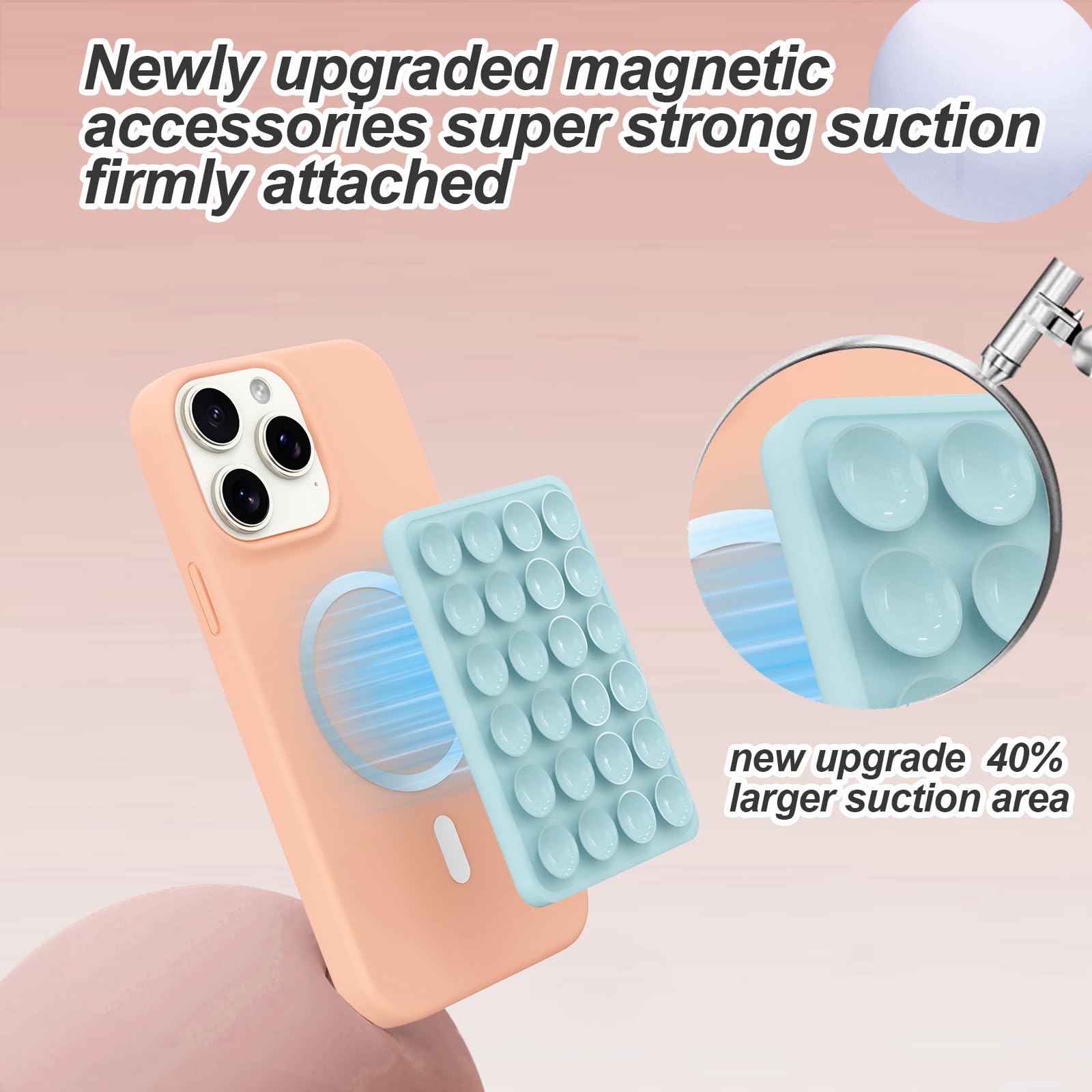 Magnetic Suction Phone Mount For Magsafe Case,Silicone Octo Cup Buddy Sticky Phone Grip Holder For Iphone,Removable Hands-Free S