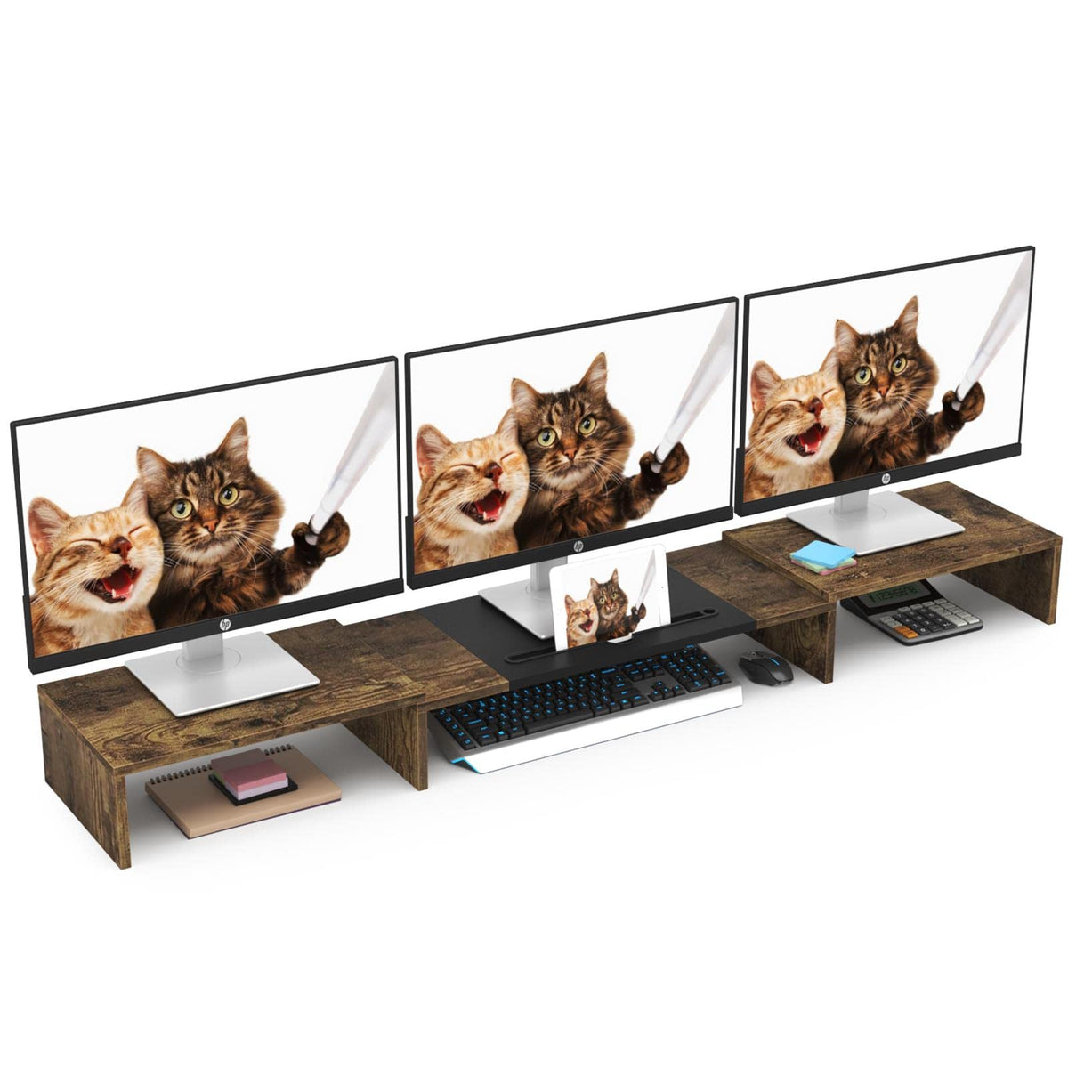 Westree Triple Dual Monitor Stand Riser, Extra Long Monitor Stand For 1~2~3 Monitors, Monitor Stand With Length And Angle Adjust