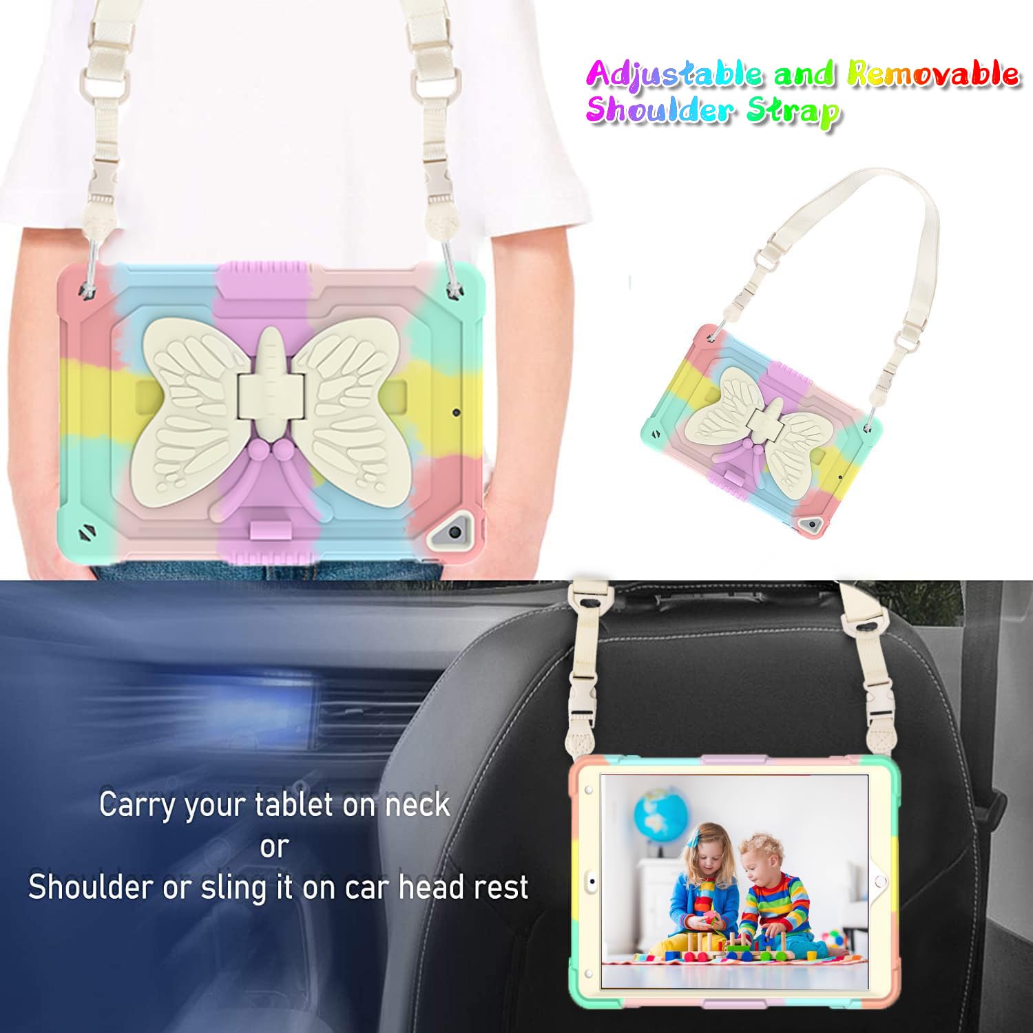 Dreamerx Kids Case For Ipad 9.7'' 2018 2017/Ipad Air 2/Pro 9.7   Shockproof Rugged Butterfly Ipad Case 6Th Generation/5Th Gen Wi