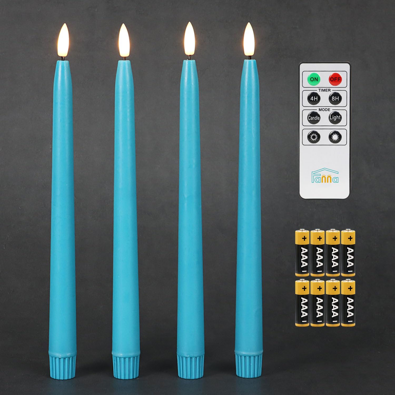 Fanna Flameless Taper Candles with Timer, Battery Operated Led Candles Real Wax Finished, Remote and Batteries Included - H 11 S