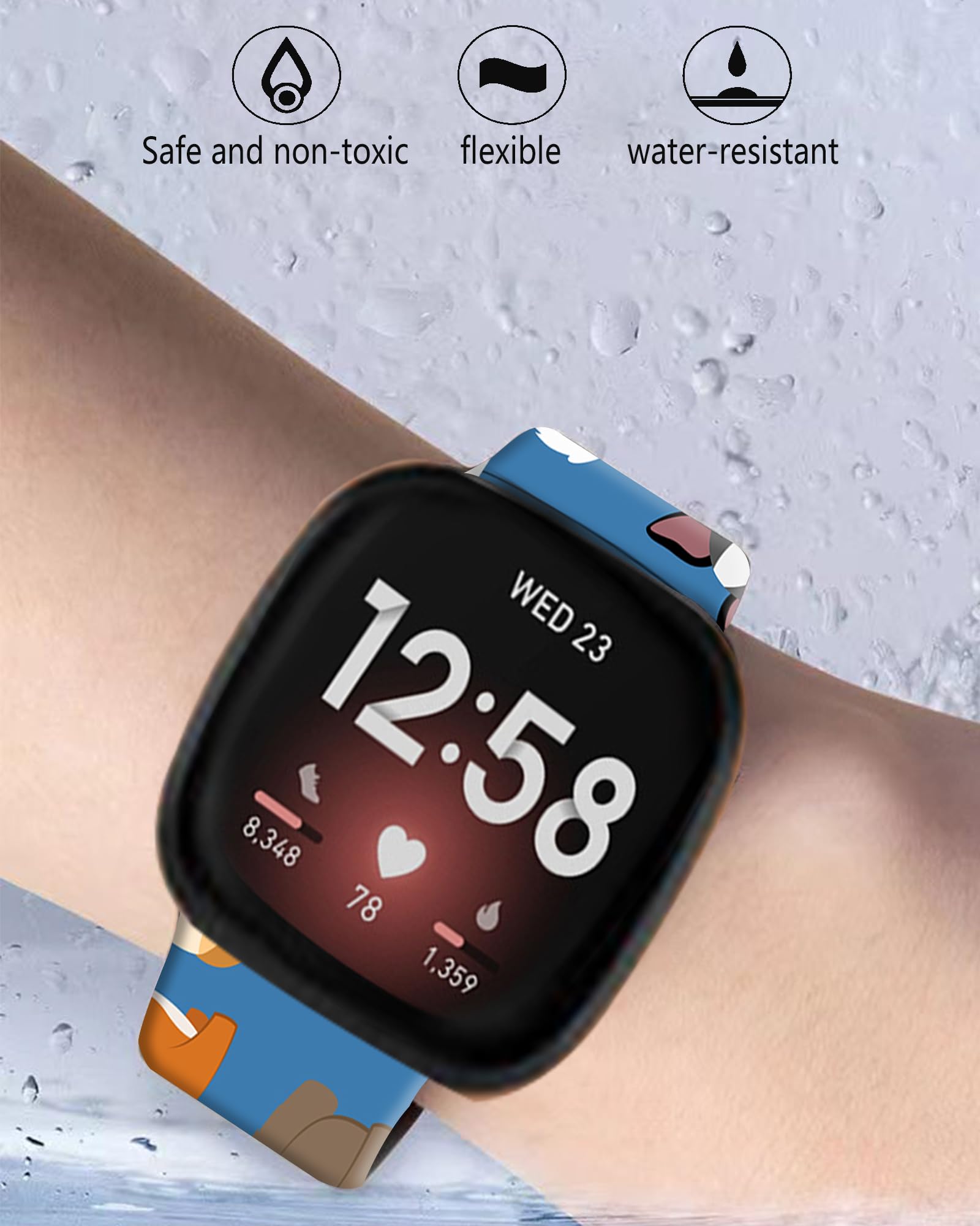 Lnzlking Sport Band For Versa 4/Versa 3/Sense 2 Smart Watch, Elastic Replacement Wristbands (Cute Dog Puppy)