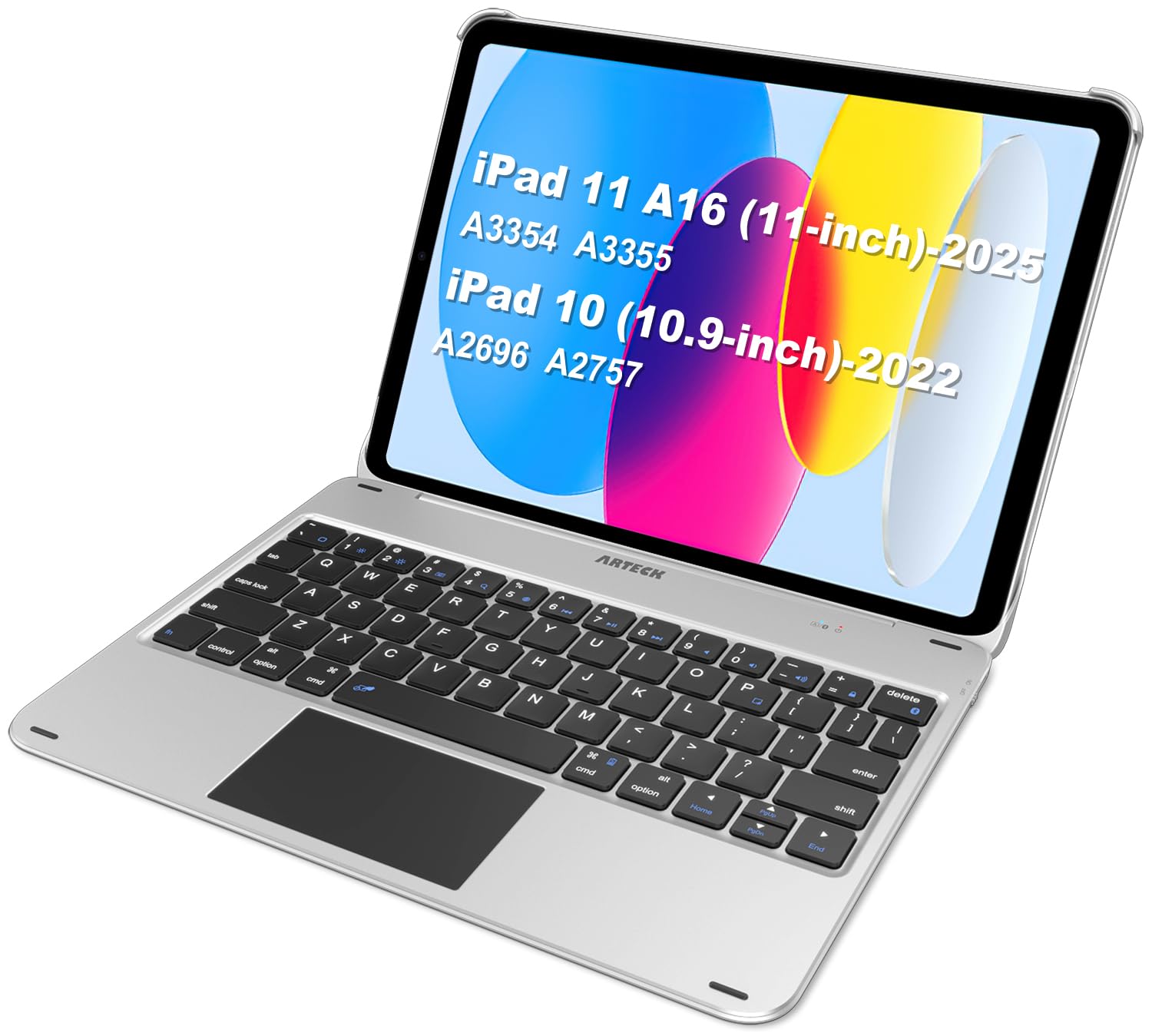 Arteck iPad 11th 10th Generation Keyboard Case, Folio Cover, MultiTouch Trackpad, Detachable Bluetooth Keyboard for iPad (A16) 
