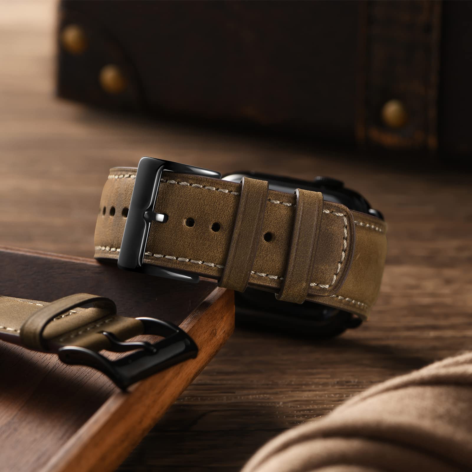 Sunfwr Leather Bands Compatible With Apple Watch Band 41Mm 40Mm 38Mm For Men Women, Top Grain Genuine Leather Replacement Strap