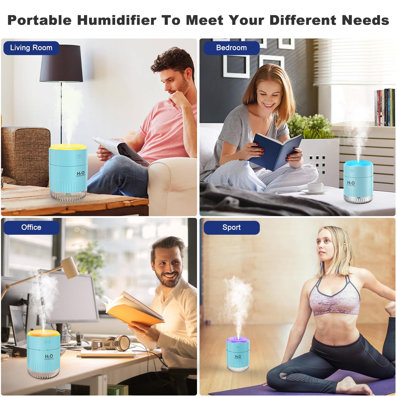 Rechargeable Mini Humidifier, Colorful Cool Mist Humidifier With 7 Color Light, Small Personal Desktop Humidifier For Baby Bedro