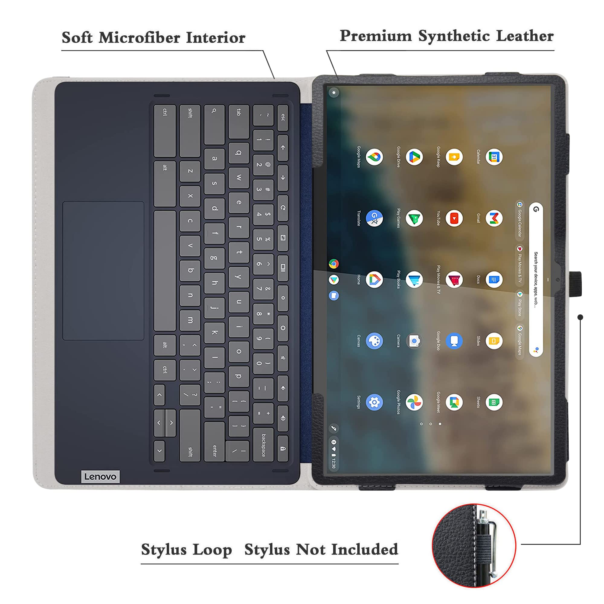 Bige For Lenovo Ideapad Duet 5 Chromebook 13.3 Case,Pu Leather Folio 2-Folding Stand Cover For Lenovo Ideapad Duet 5 Chromebook