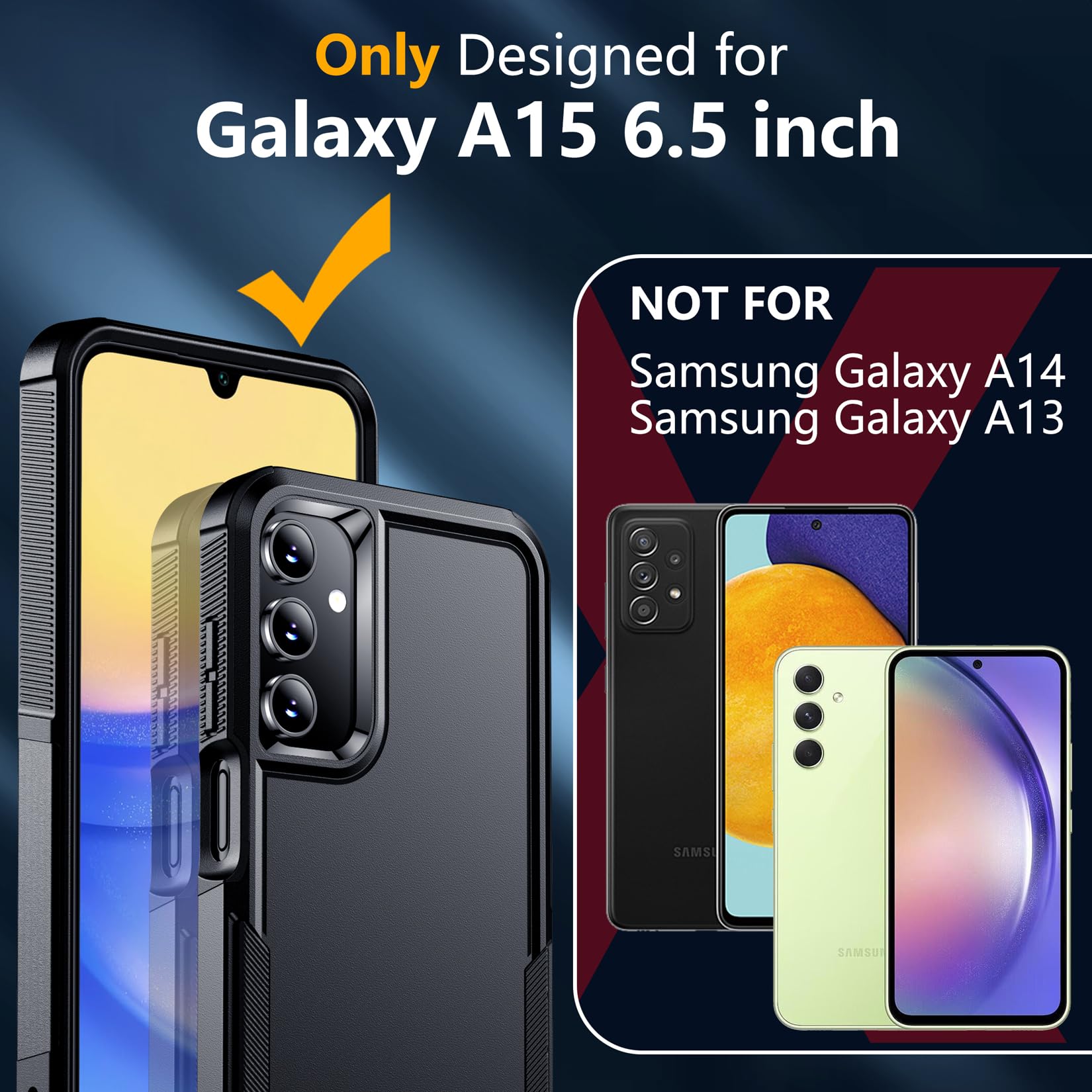 Spidercase For Samsung Galaxy A15 5G Case,[12 Ft Military Grade Drop Protection] 2 Pack [Glass Screen Protector + Camera Lens Pr