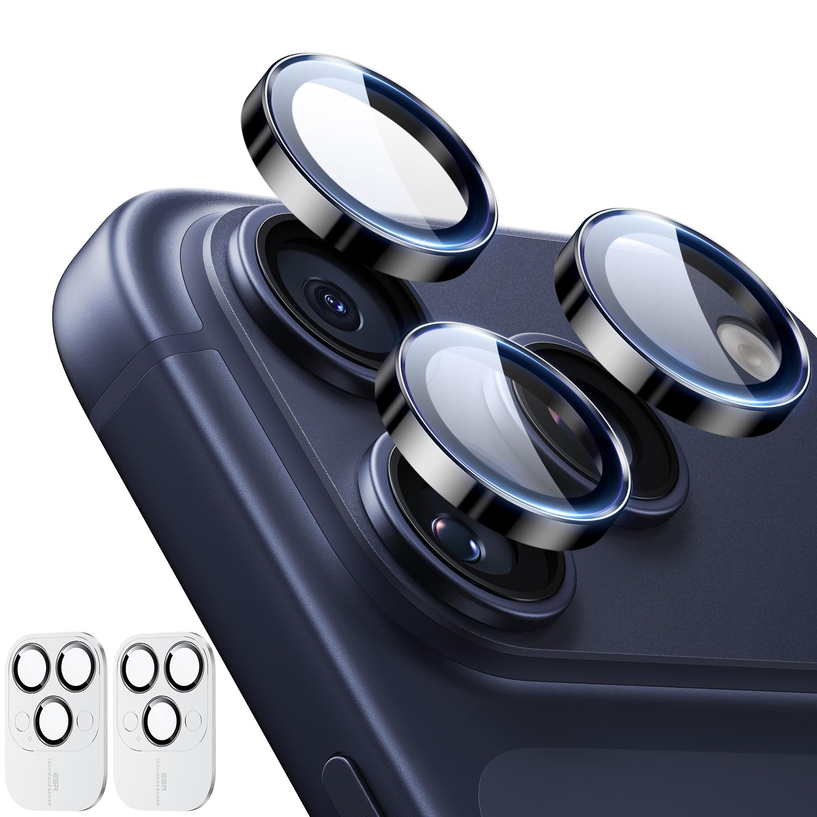 ESR 2 Pack for iPhone 16 Pro Max/16 Pro/15 Pro Max/15 Pro/14 Pro Max/14 Pro Camera Lens Protector, Ultra-tough HD Individual Len