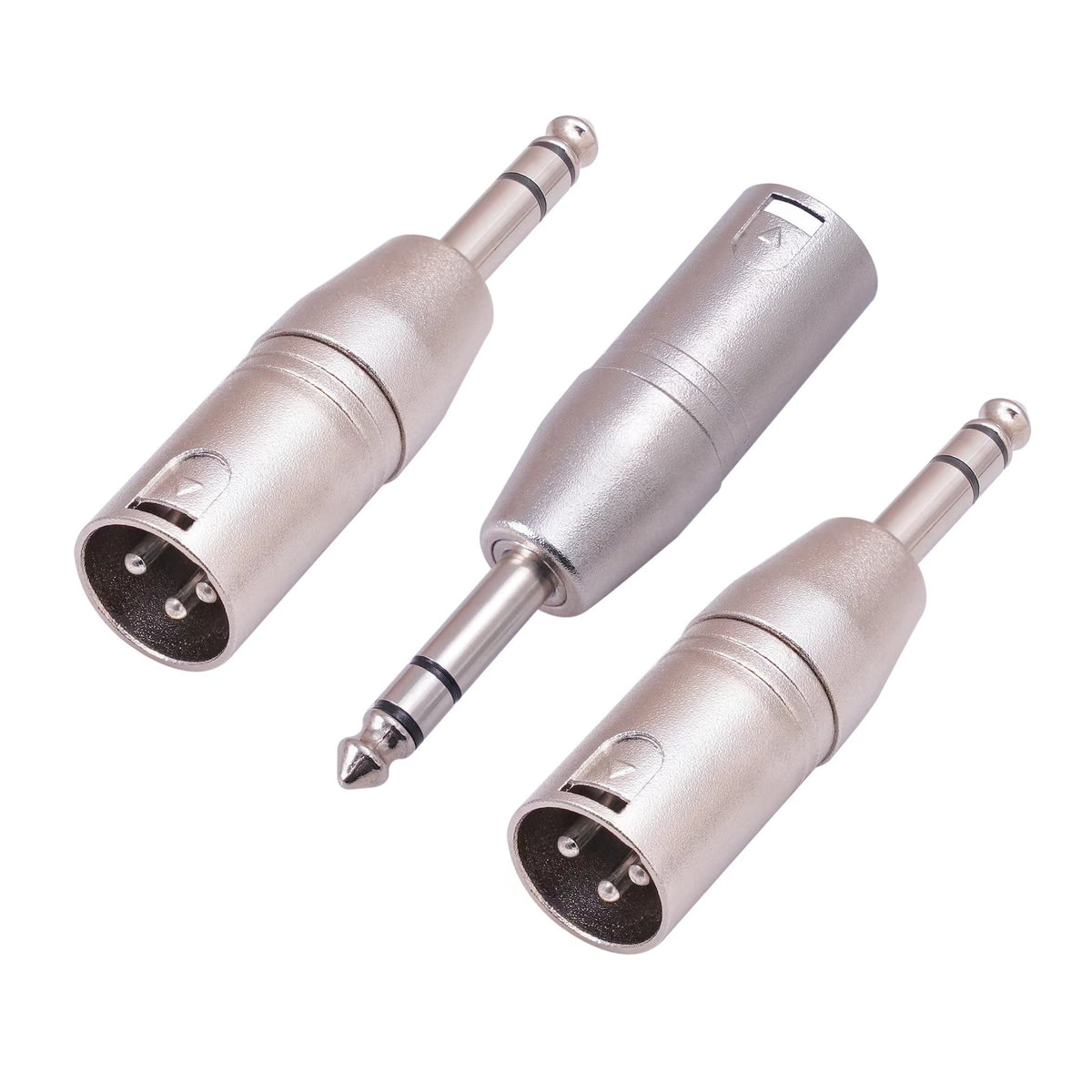 Seefeful 3 Pack 1/4'' Trs To Xlr Adapter, Balanced Quarter Inch 6.35Mm Male To Xlr Male Adapters