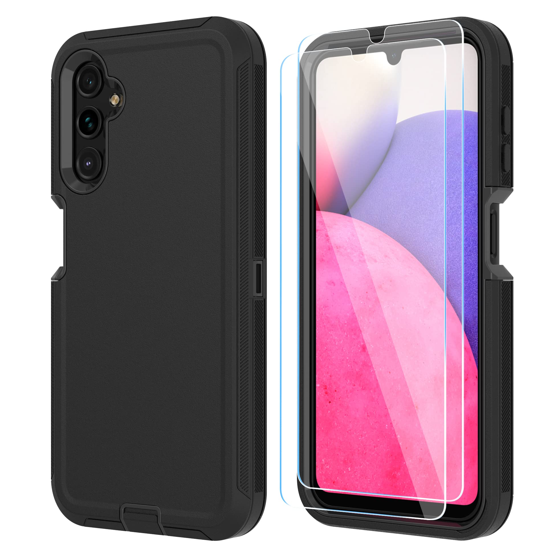 Onola Compatible With Samsung Galaxy A14 5G Case With Hd Screen Protector (2 Pack), Case, Durable Shockproof 3 Layer Cover For S