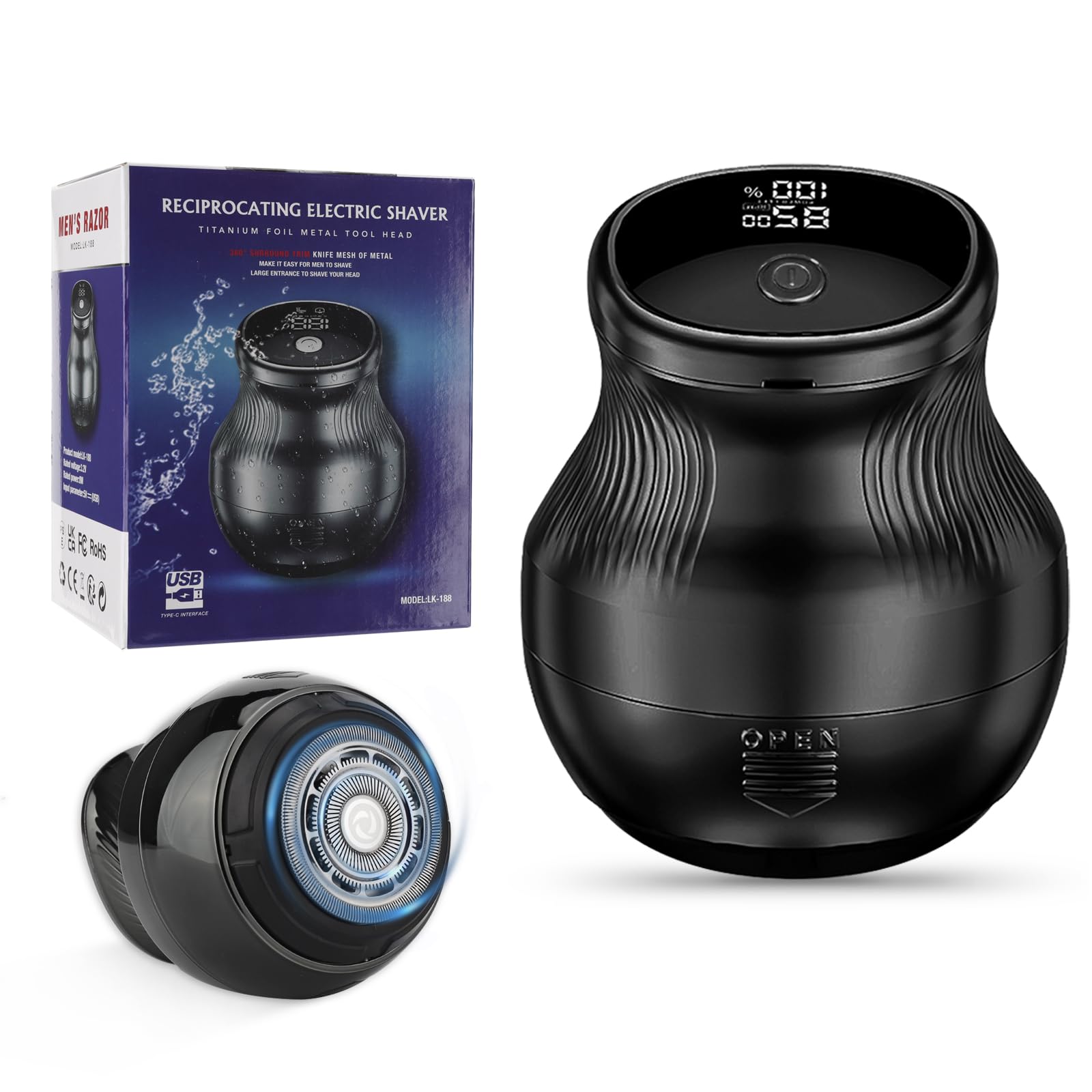 Head Shavers For Bald Men, Mini Electric Razor For Bald Men, Travel Shaver Portable, Type C Charging, Waterproof Pocket Size Ele