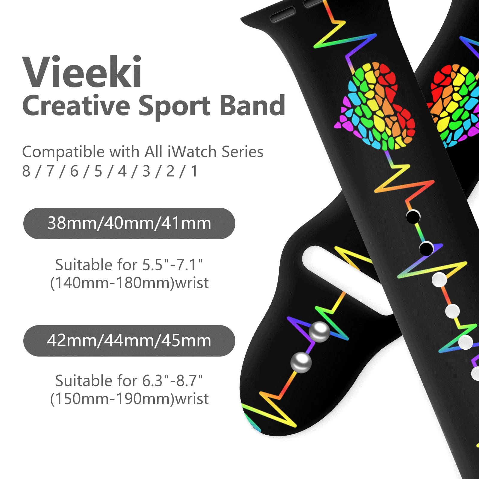 Vieeki Pride Watch Band Compatible With Apple Watch 38Mm 40Mm 41Mm 42Mm 44Mm 45Mm 49Mm Replaceable Silicone Smartwatch Straps Fo